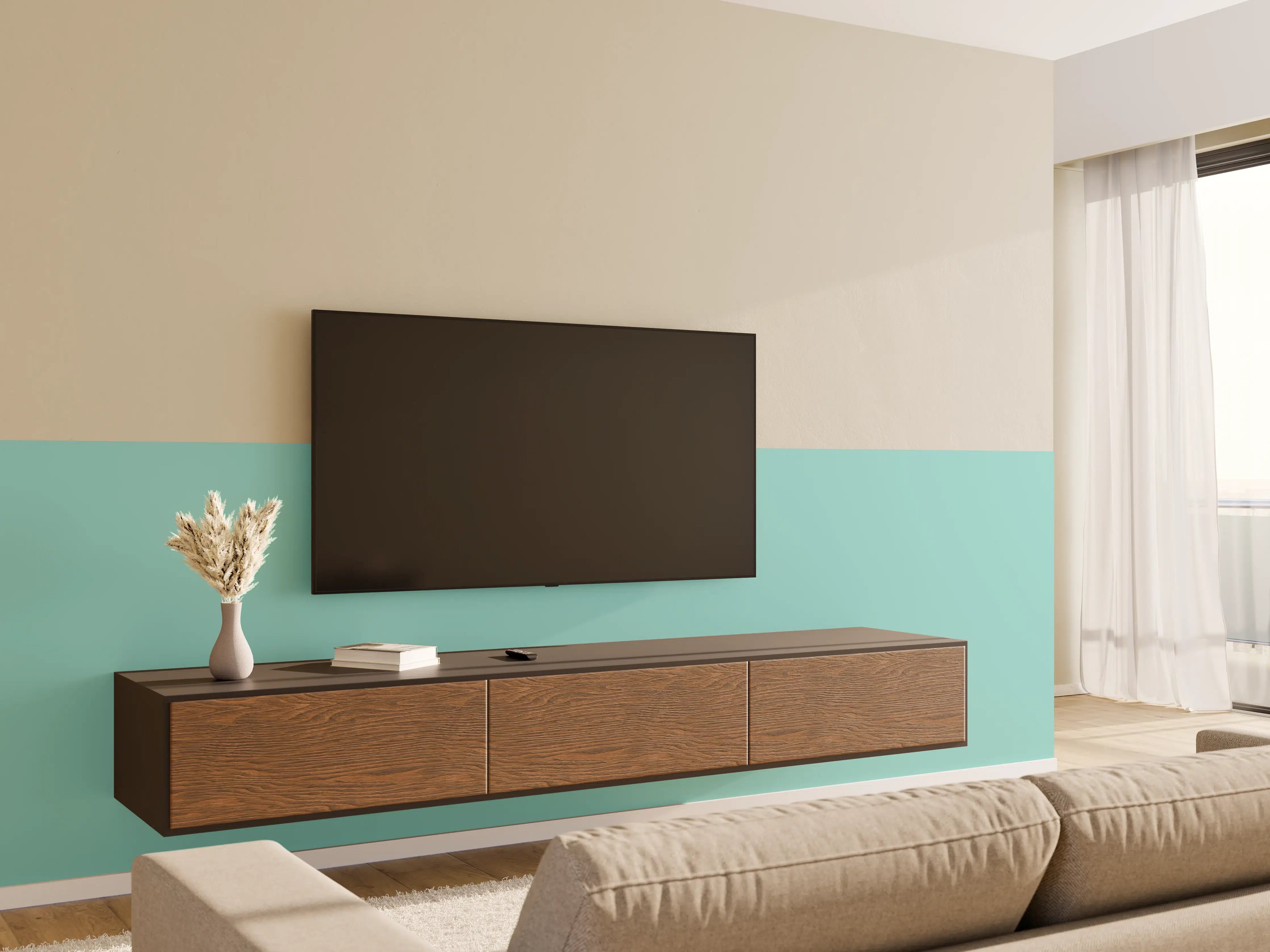 Wandverkleidung Wohnzimmer - RAL 6027 (Hellgrün)