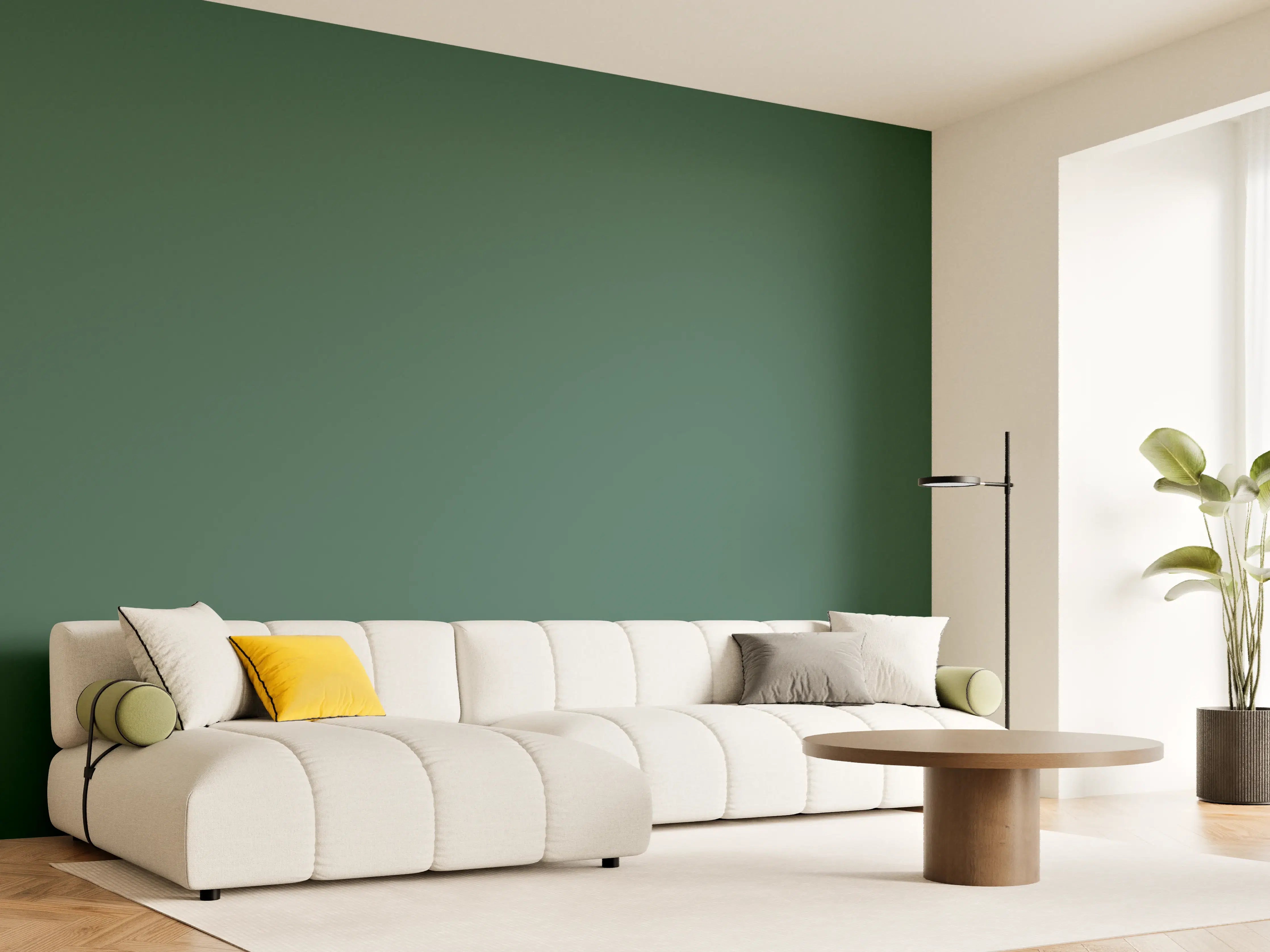 Wandverkleidung Wohnzimmer - RAL 6028 (Kieferngrün)