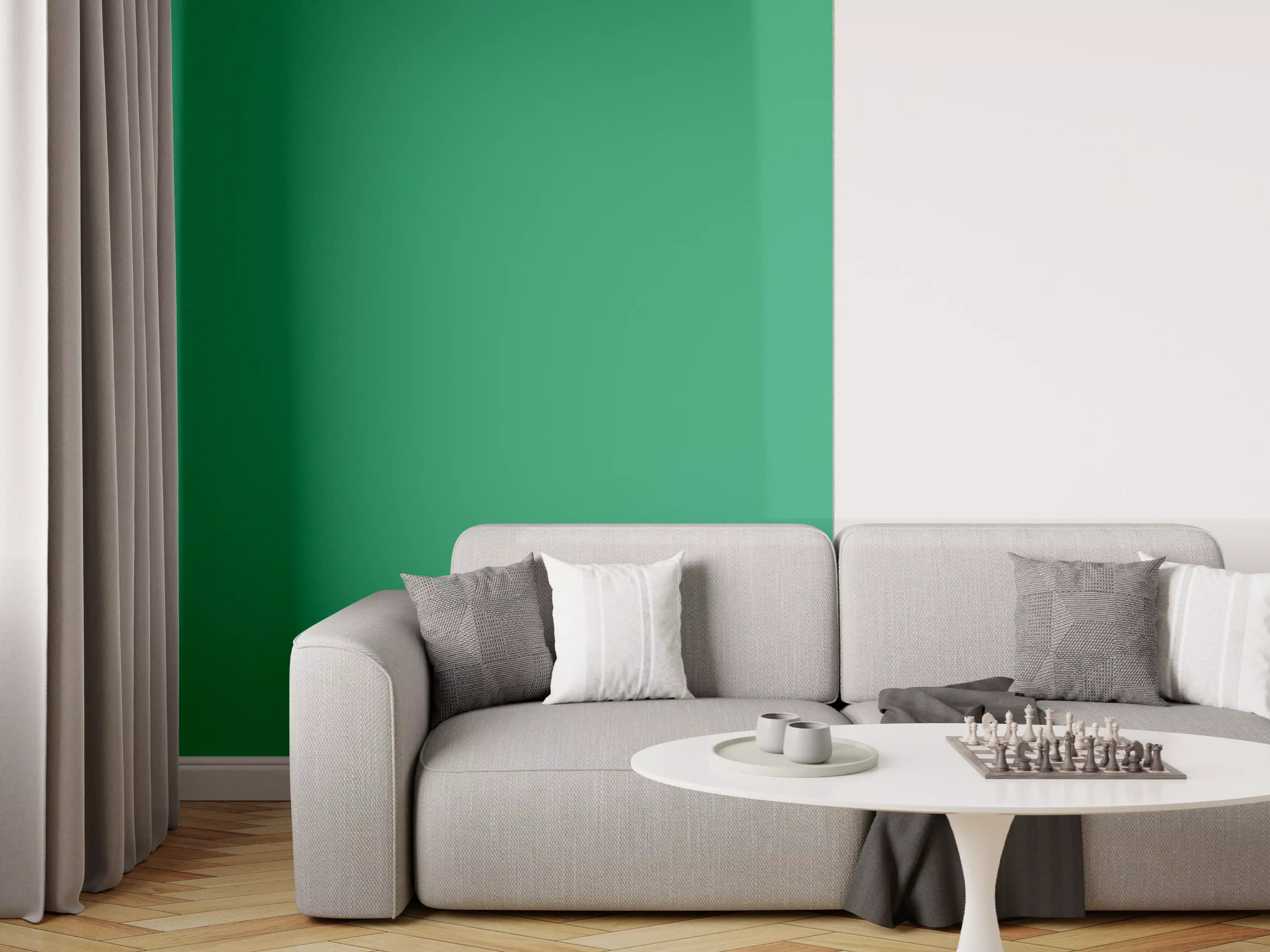 Wandverkleidung Wohnzimmer - RAL 6032 (Signalgrün)