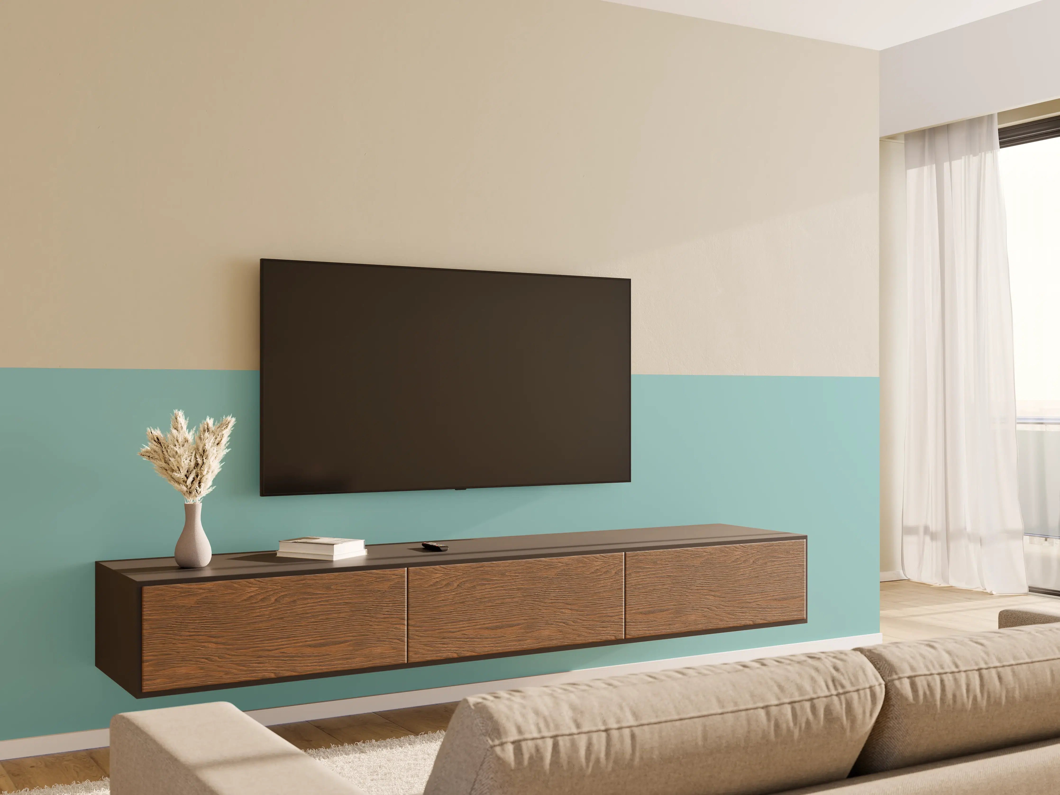 Wandverkleidung Wohnzimmer - RAL 6034 (Pastell-Türkis)