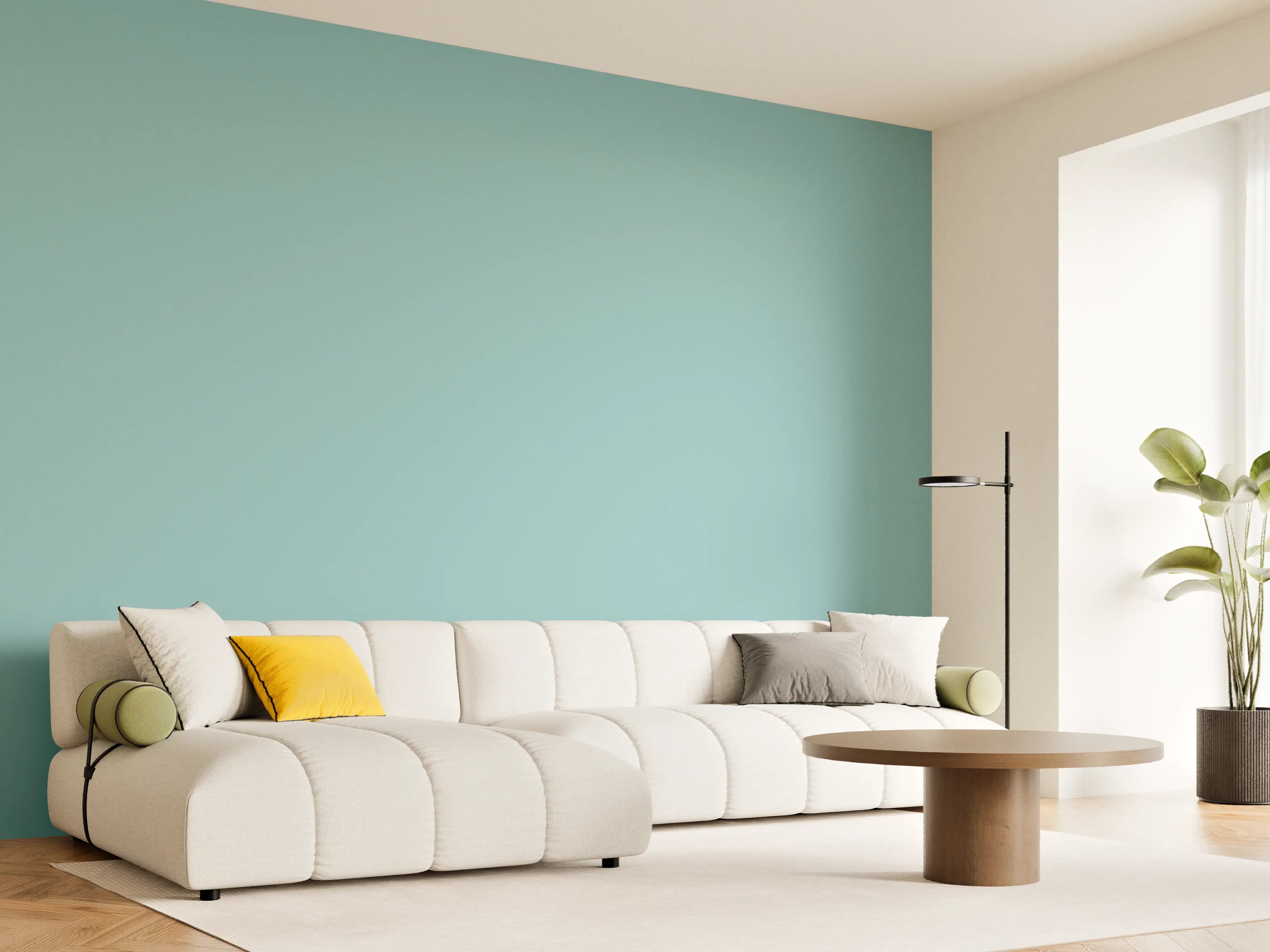 Wandverkleidung Wohnzimmer - RAL 6034 (Pastell-Türkis)
