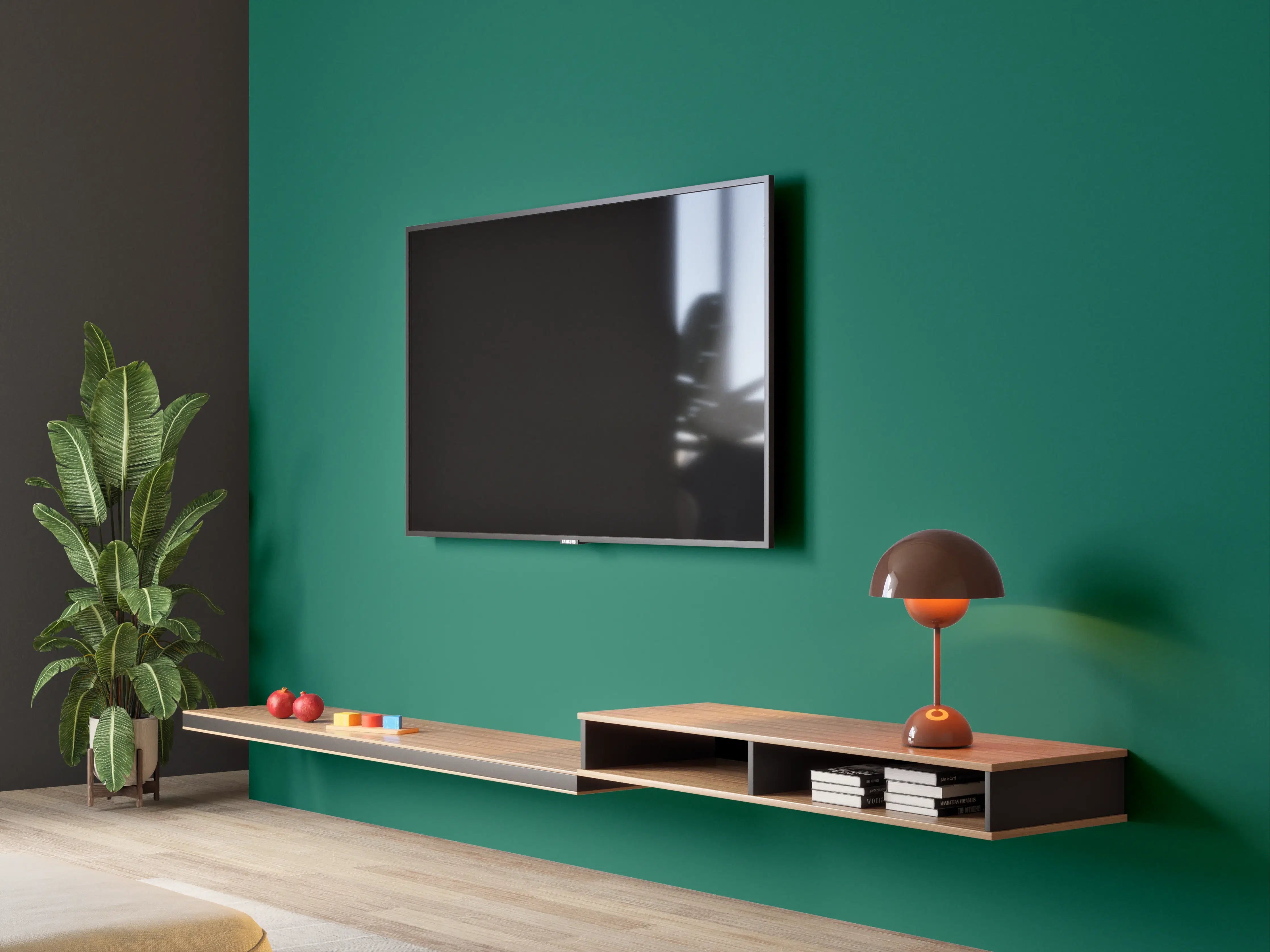 Wandverkleidung Wohnzimmer - RAL 6036 (Perlopalgrün)