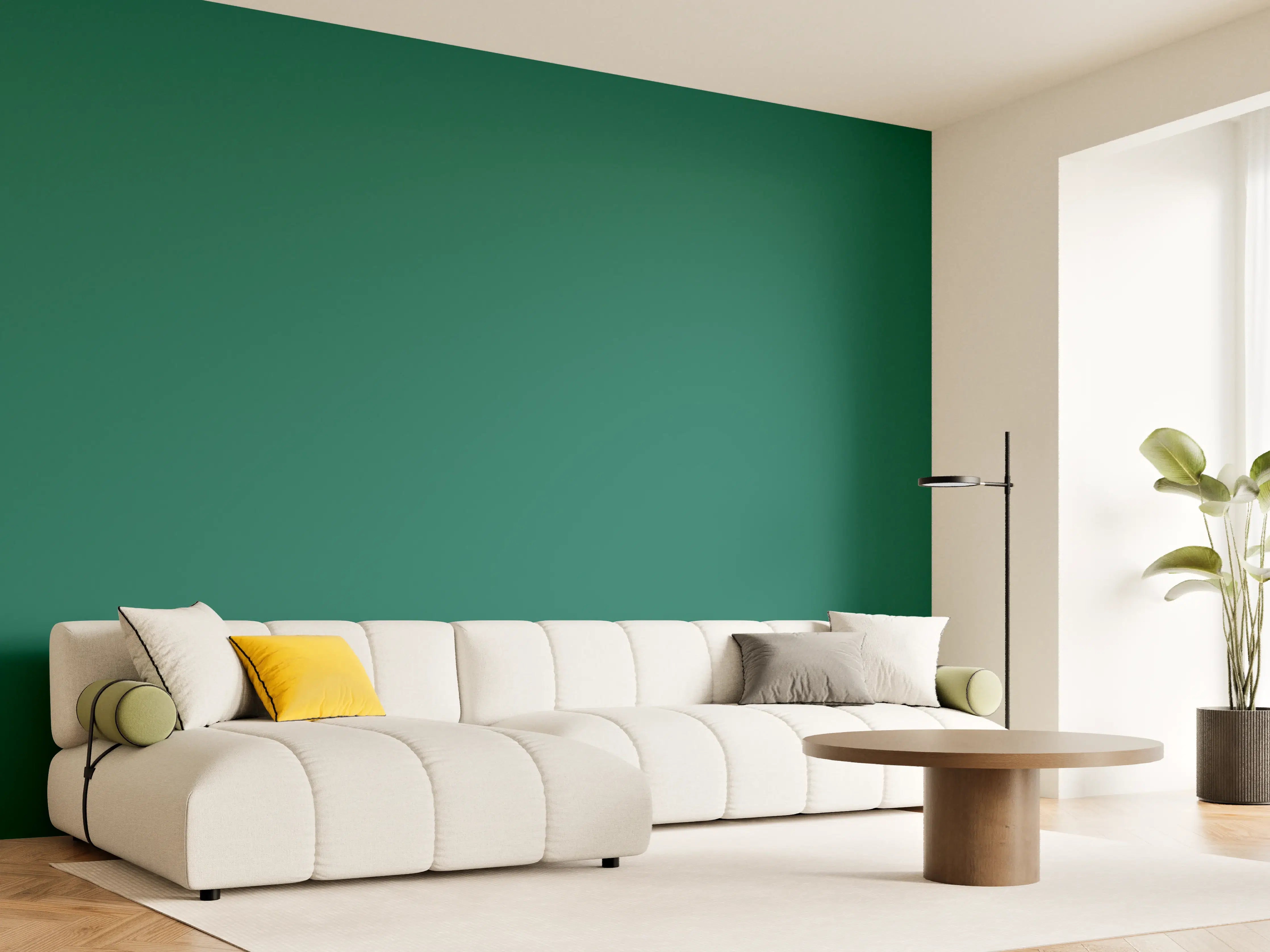 Wandverkleidung Wohnzimmer - RAL 6036 (Perlopalgrün)