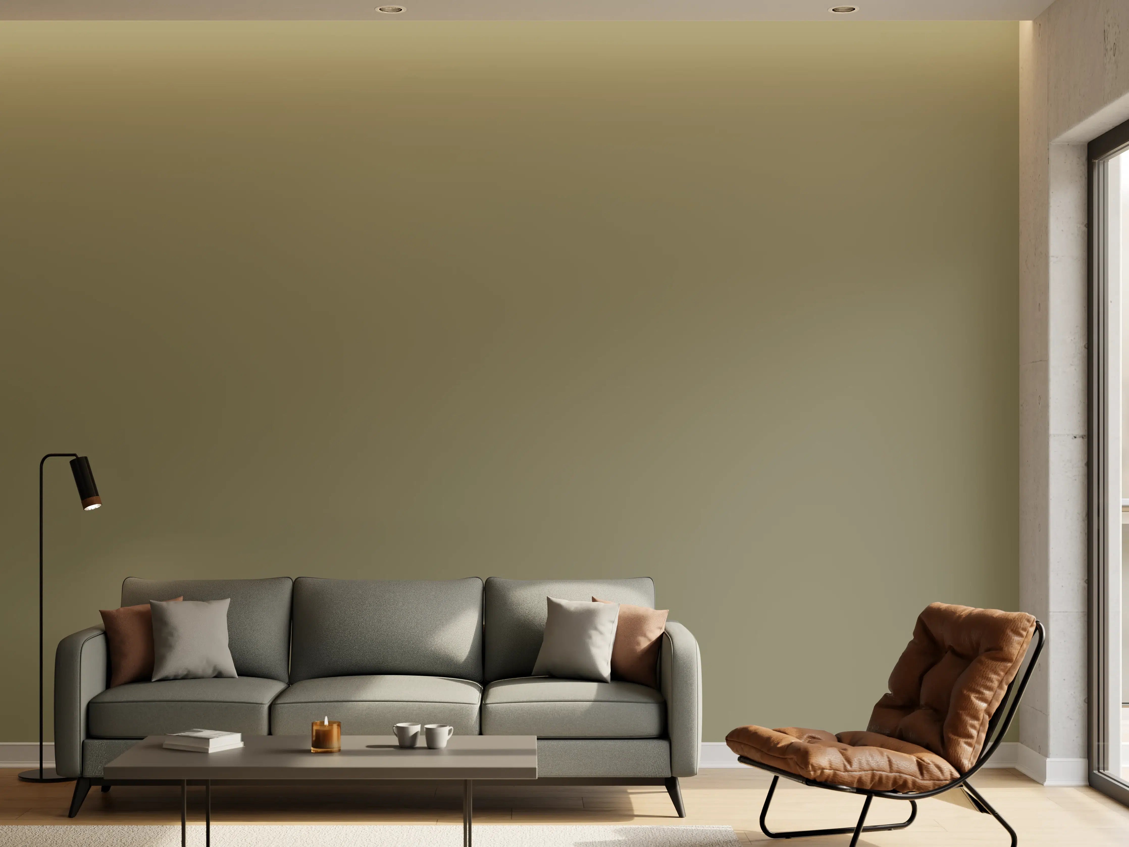 Wandverkleidung Wohnzimmer - RAL 7002 (Olivgrau)