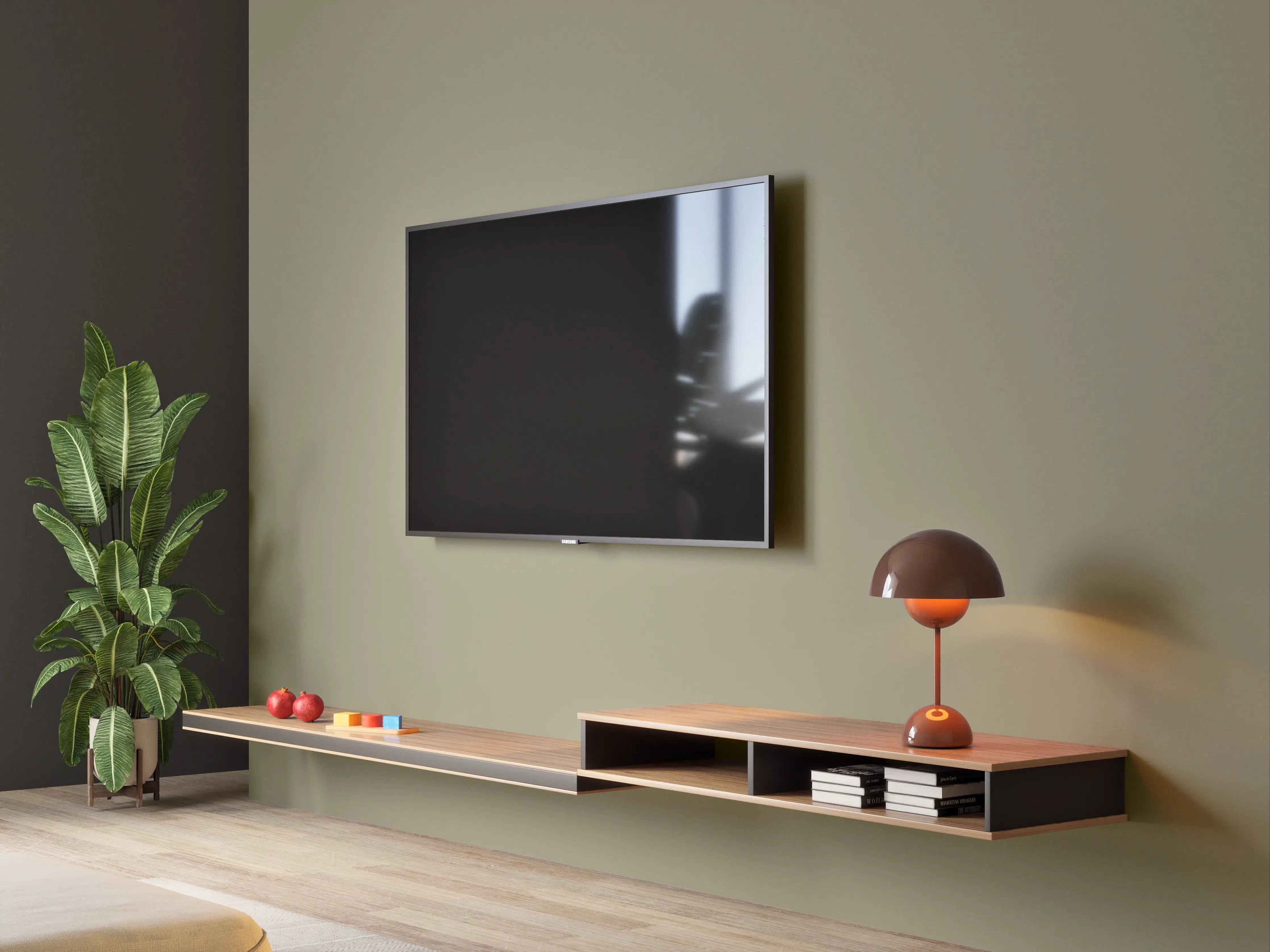 Wandverkleidung Wohnzimmer - RAL 7002 (Olivgrau)