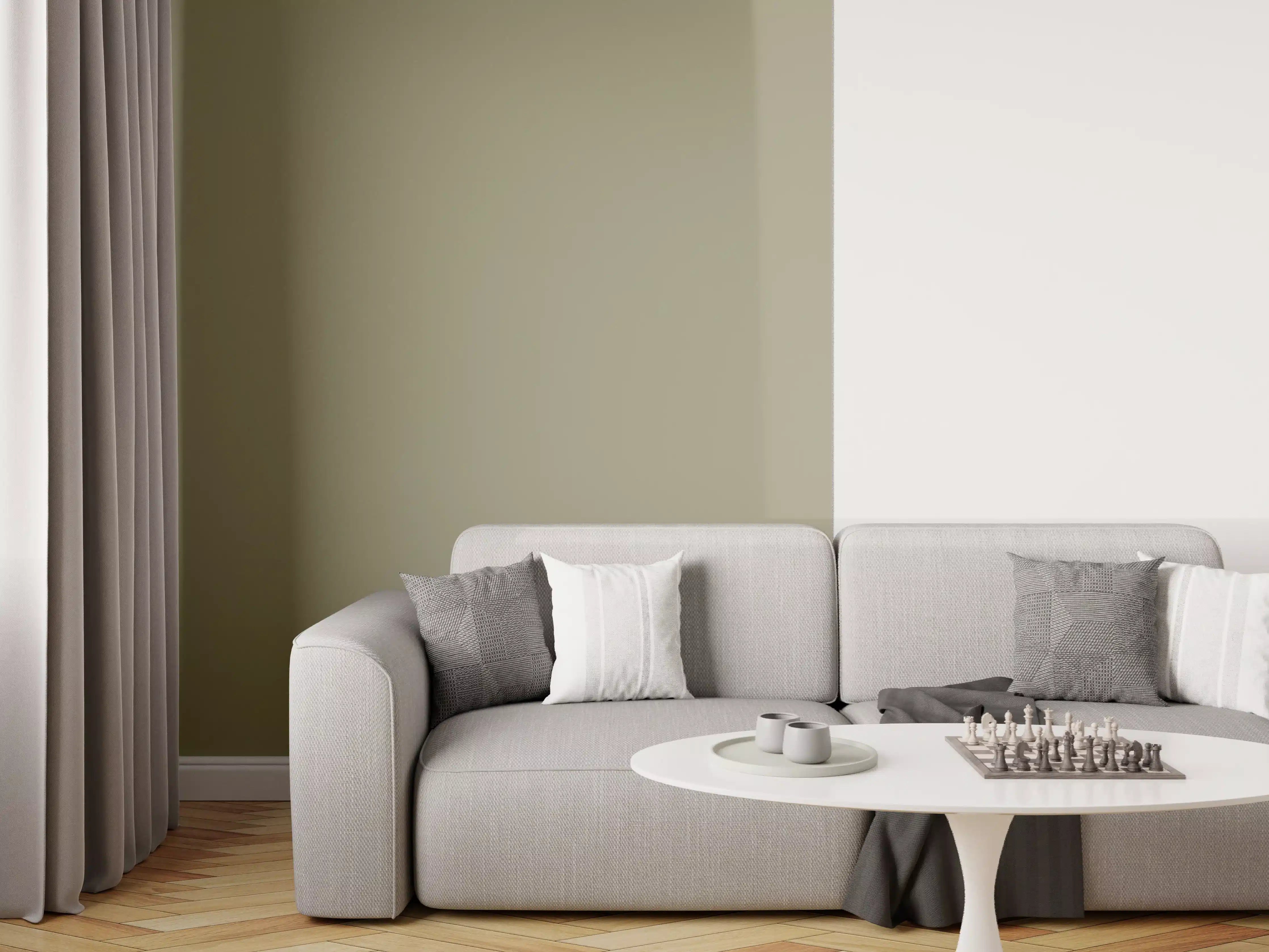 Wandverkleidung Wohnzimmer - RAL 7002 (Olivgrau)