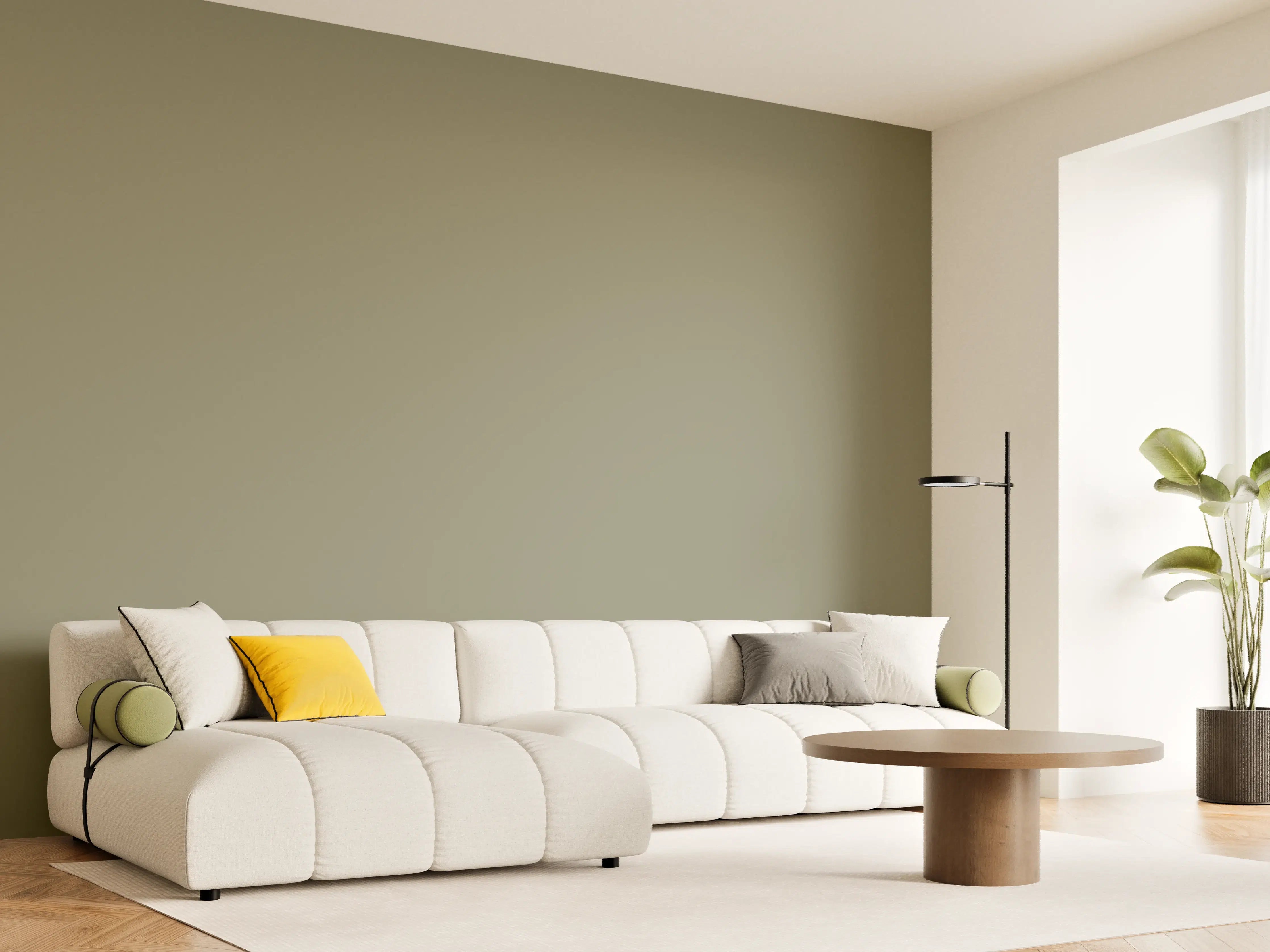 Wandverkleidung Wohnzimmer - RAL 7002 (Olivgrau)