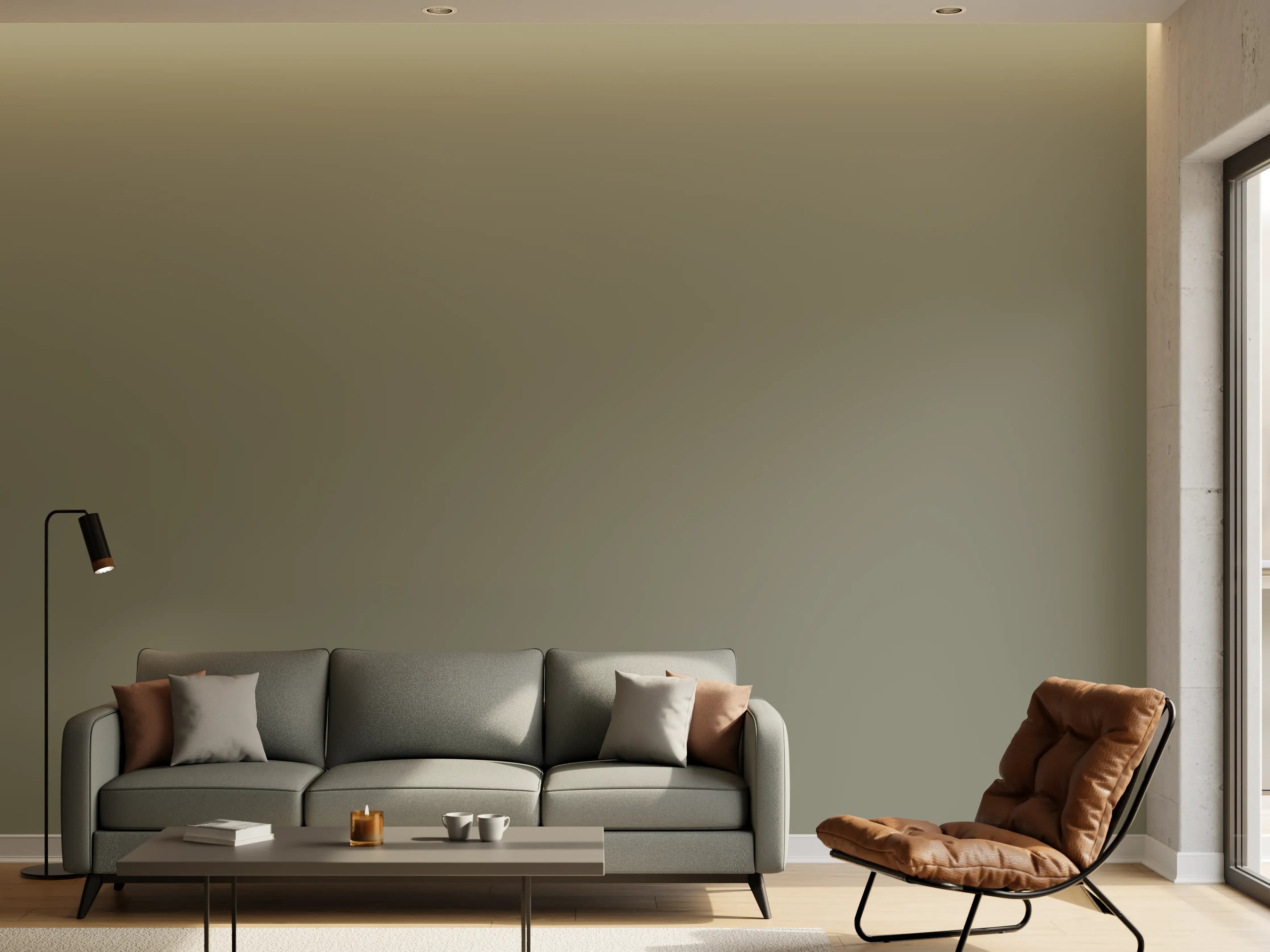 Wandverkleidung Wohnzimmer - RAL 7003 (Moosgrau)