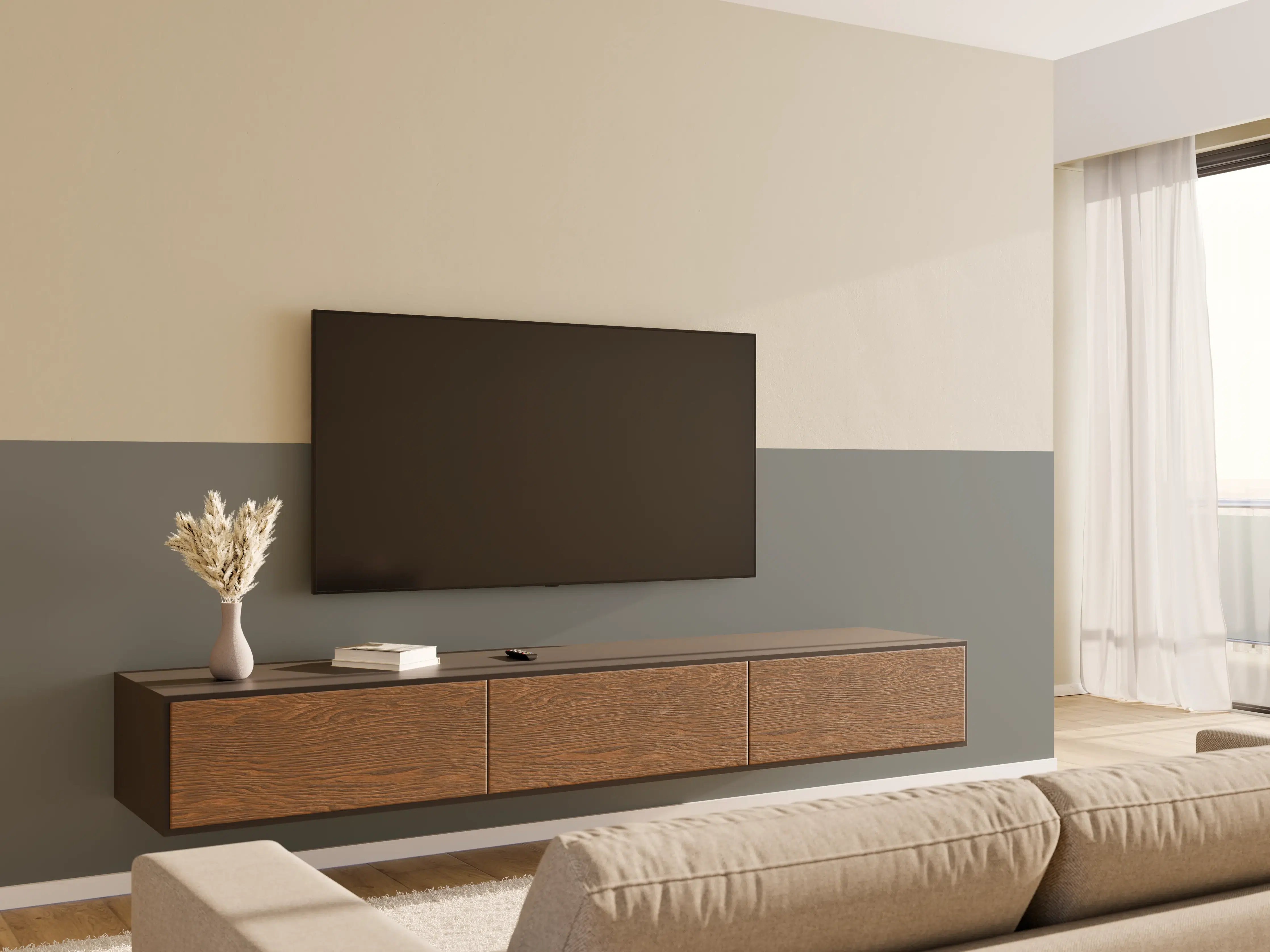 Wandverkleidung Wohnzimmer - RAL 7005 (Mausgrau)