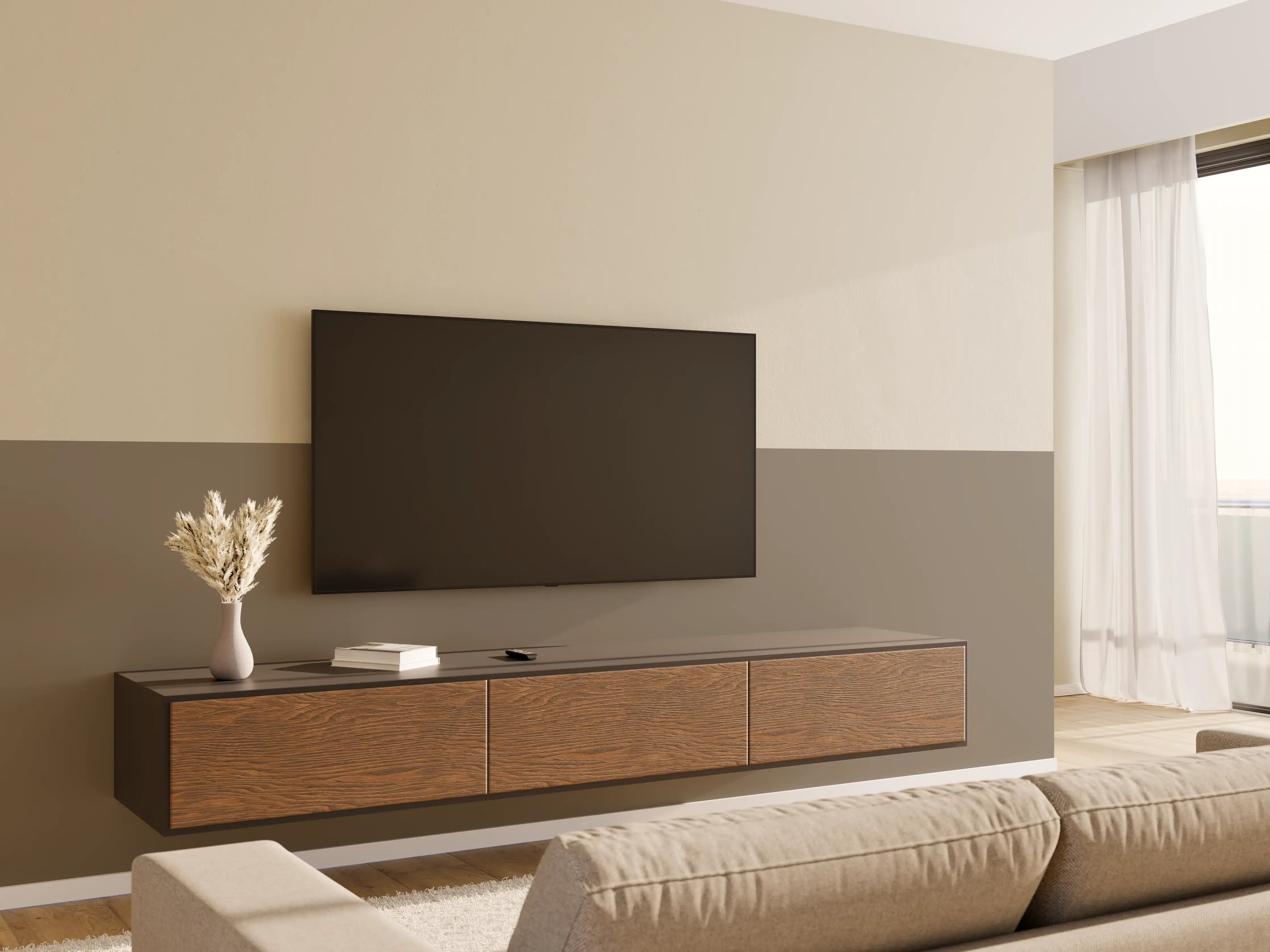 Wandverkleidung Wohnzimmer - RAL 7006 (Beigegrau)