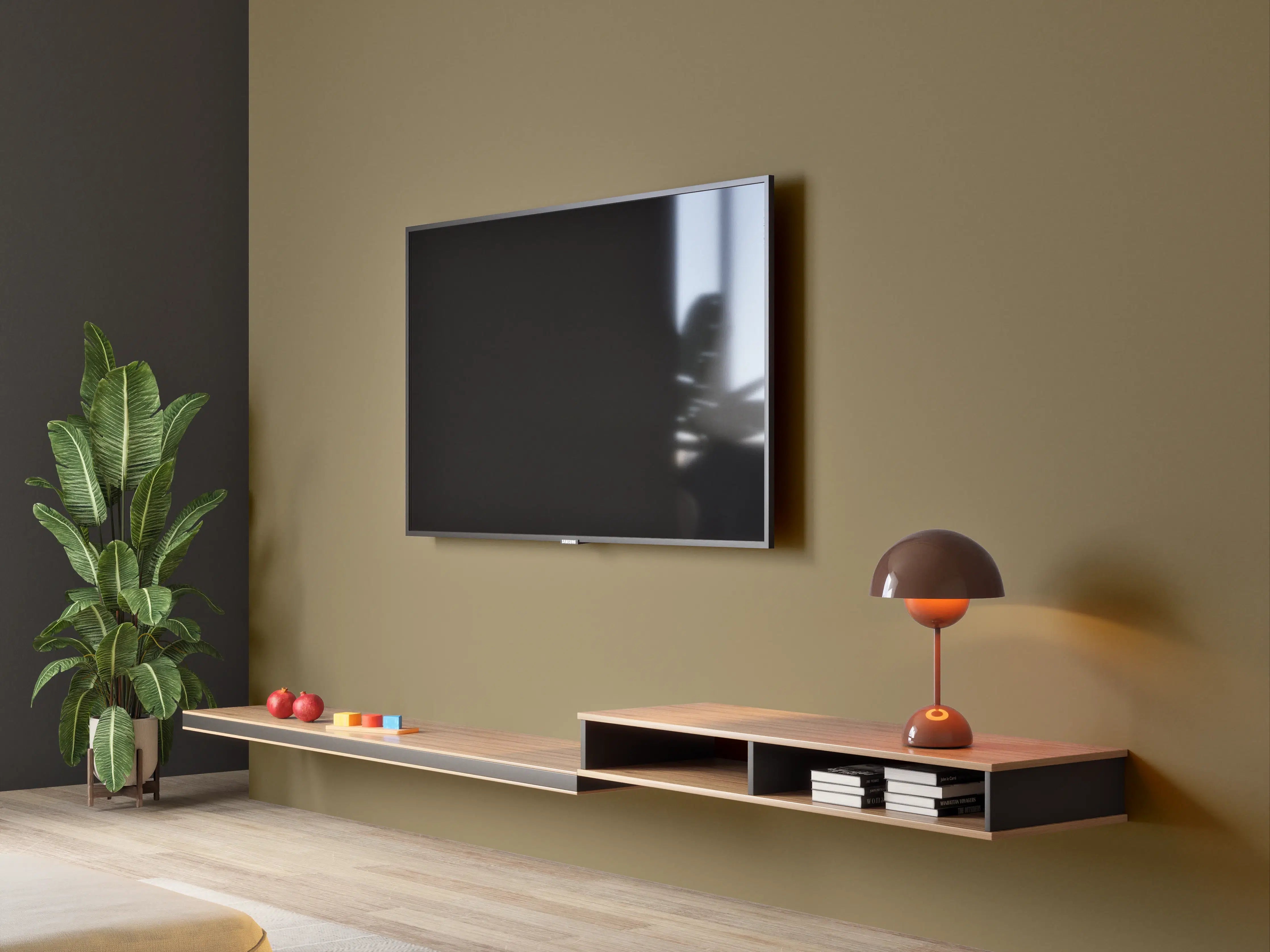 Wandverkleidung Wohnzimmer - RAL 7008 (Khaki grau)