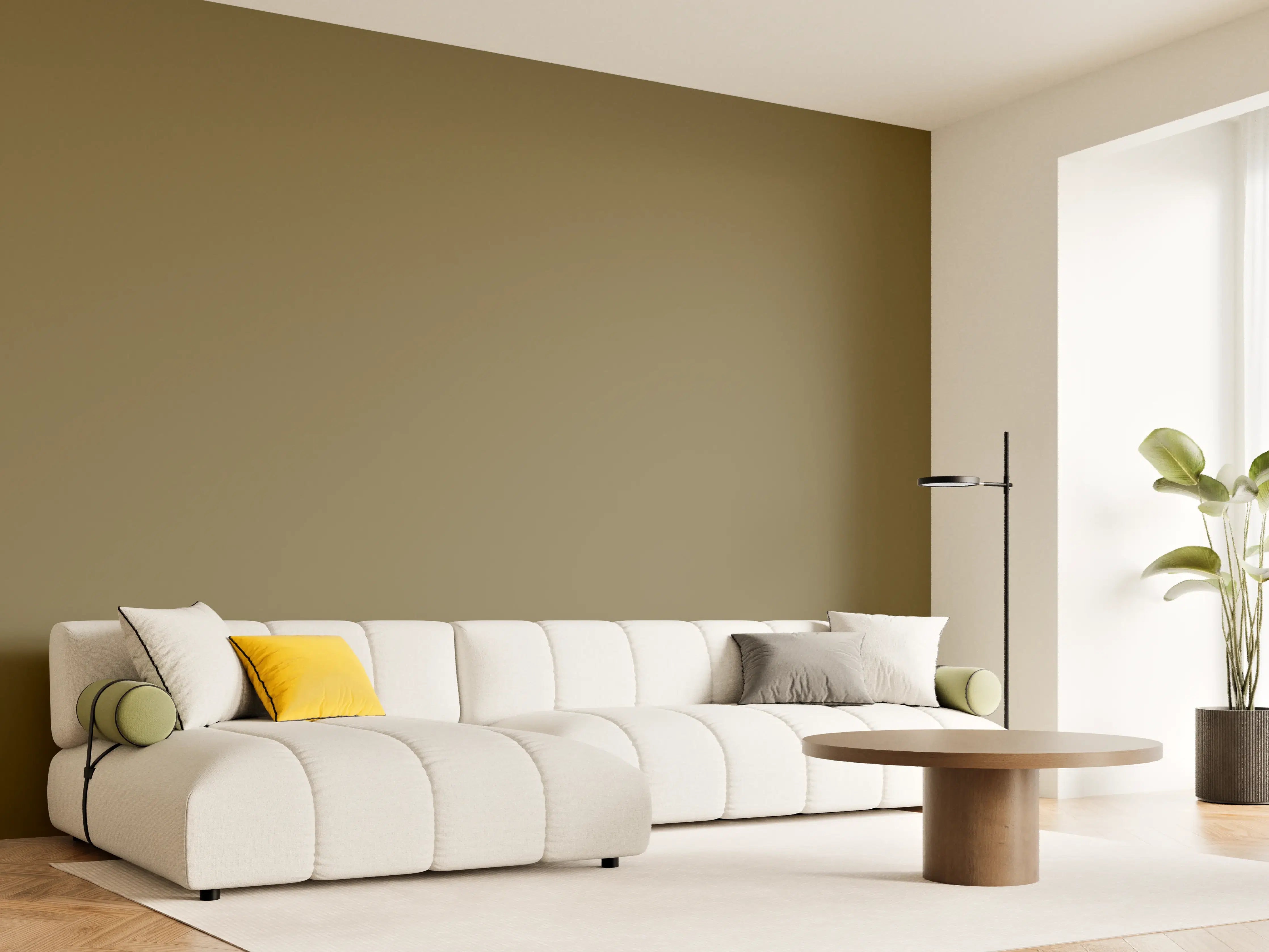 Wandverkleidung Wohnzimmer - RAL 7008 (Khaki grau)