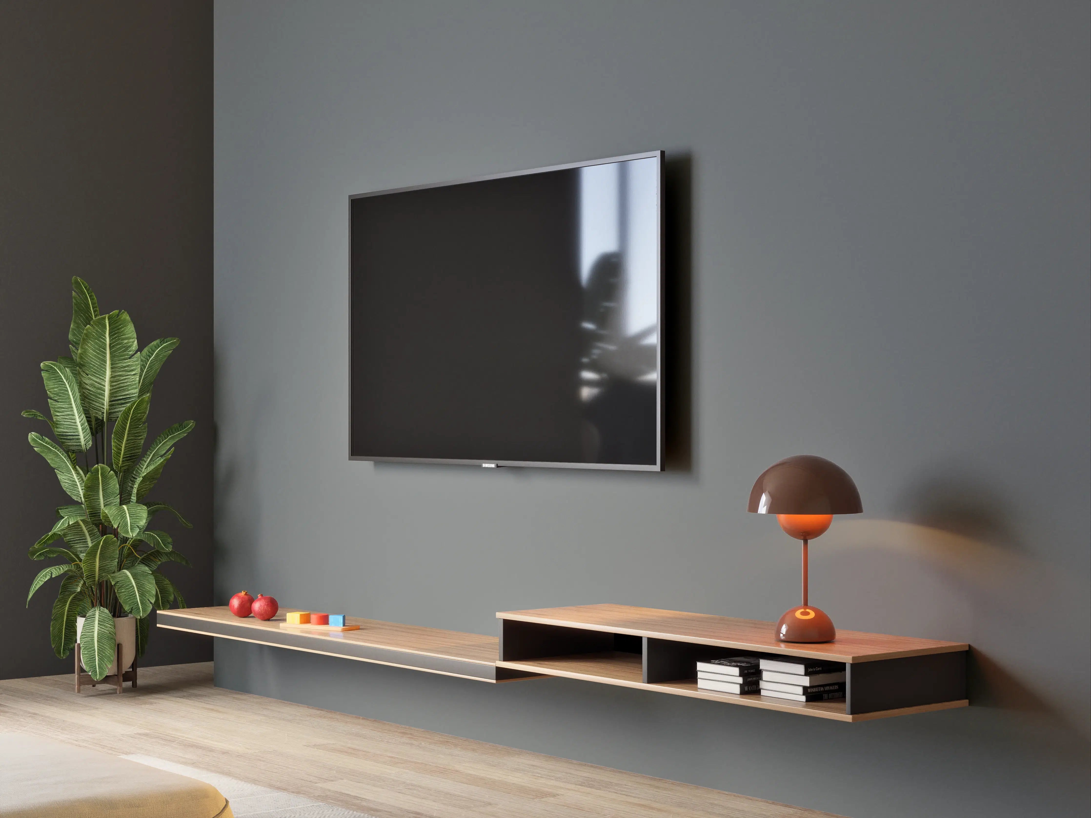 Wandverkleidung Wohnzimmer - RAL 7012 (Basaltgrau)