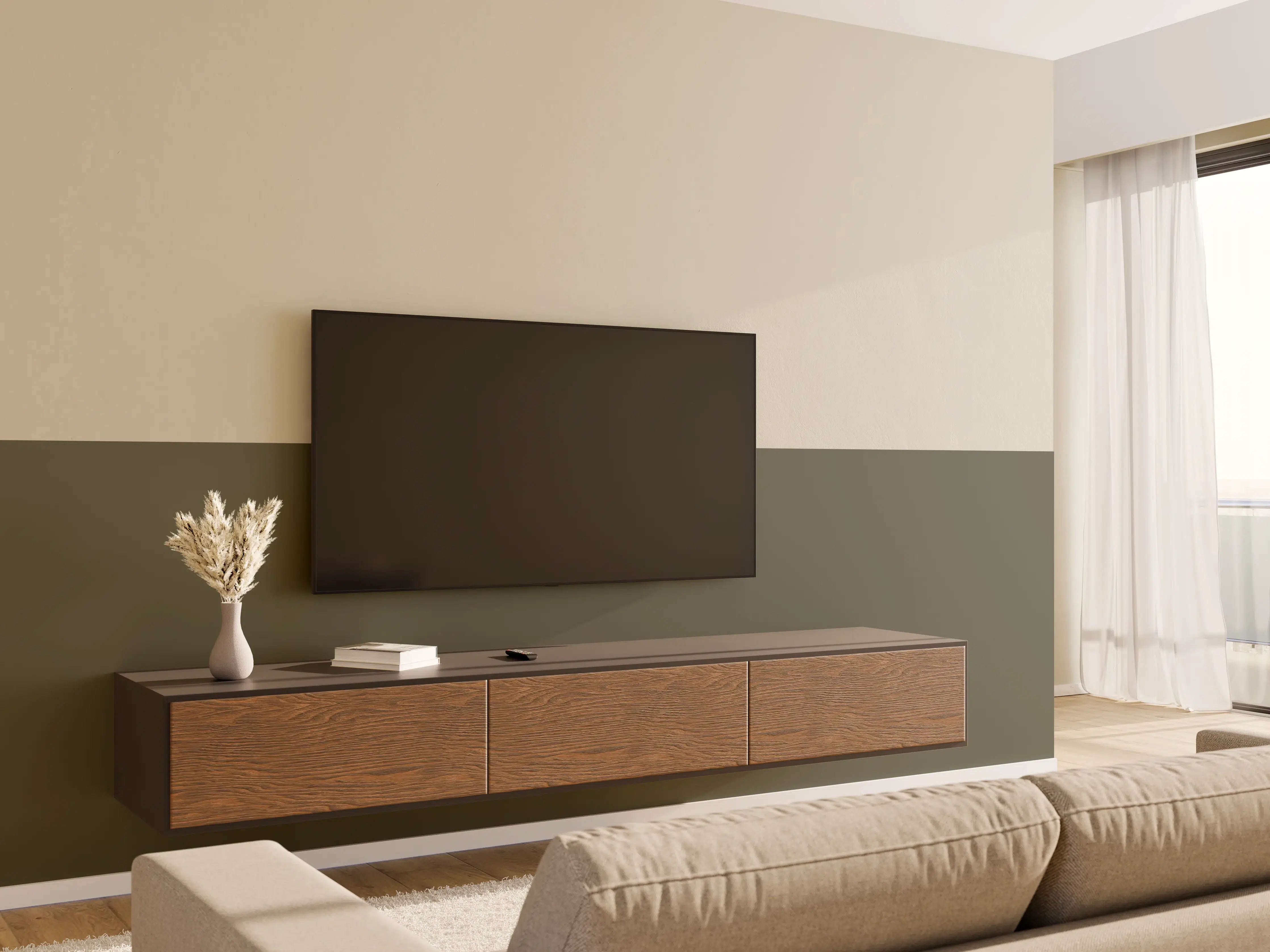 Wandverkleidung Wohnzimmer - RAL 7013 (auch braun-grau)