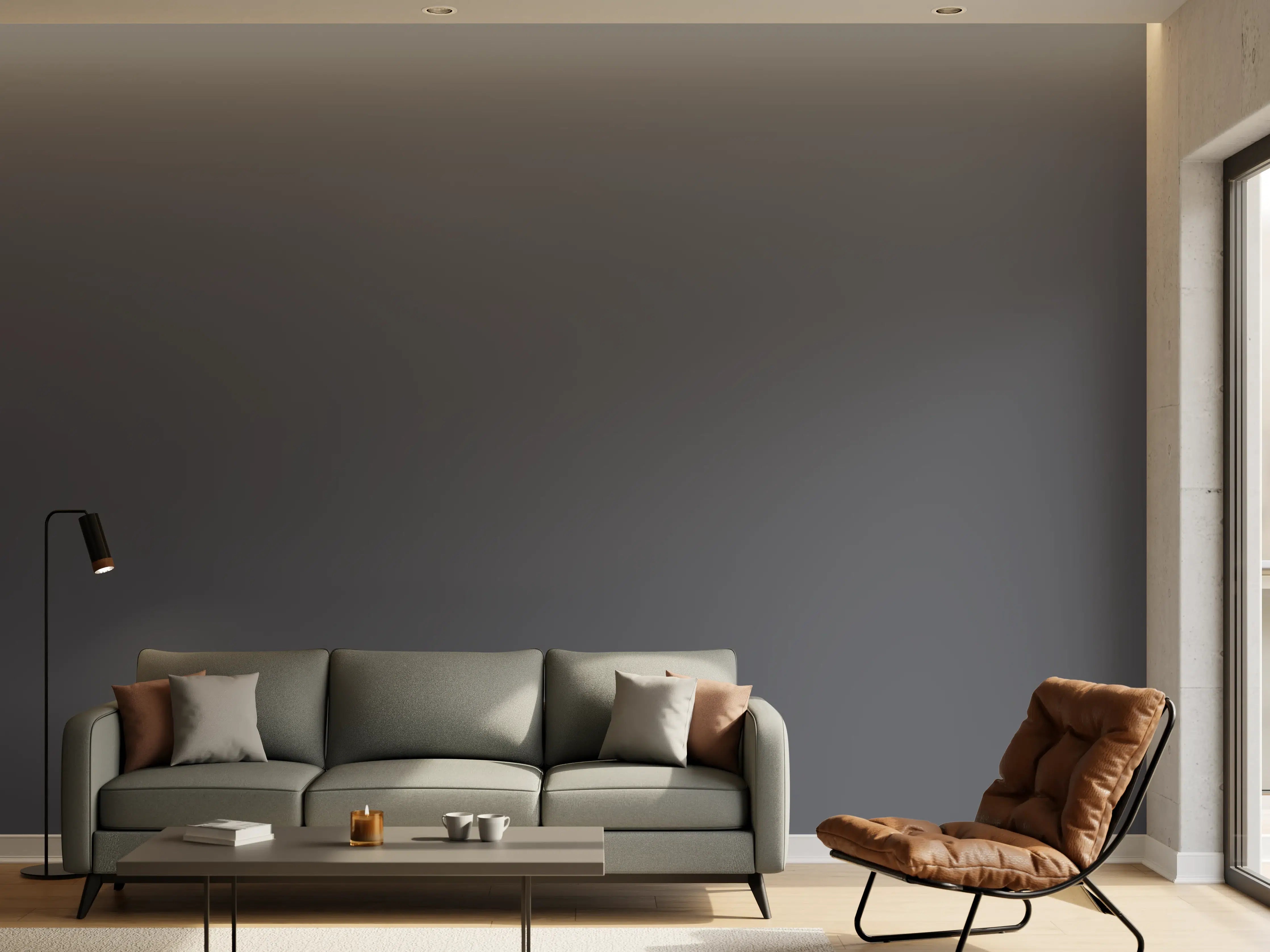 Wandverkleidung Wohnzimmer - RAL 7015 (Schiefergrau)