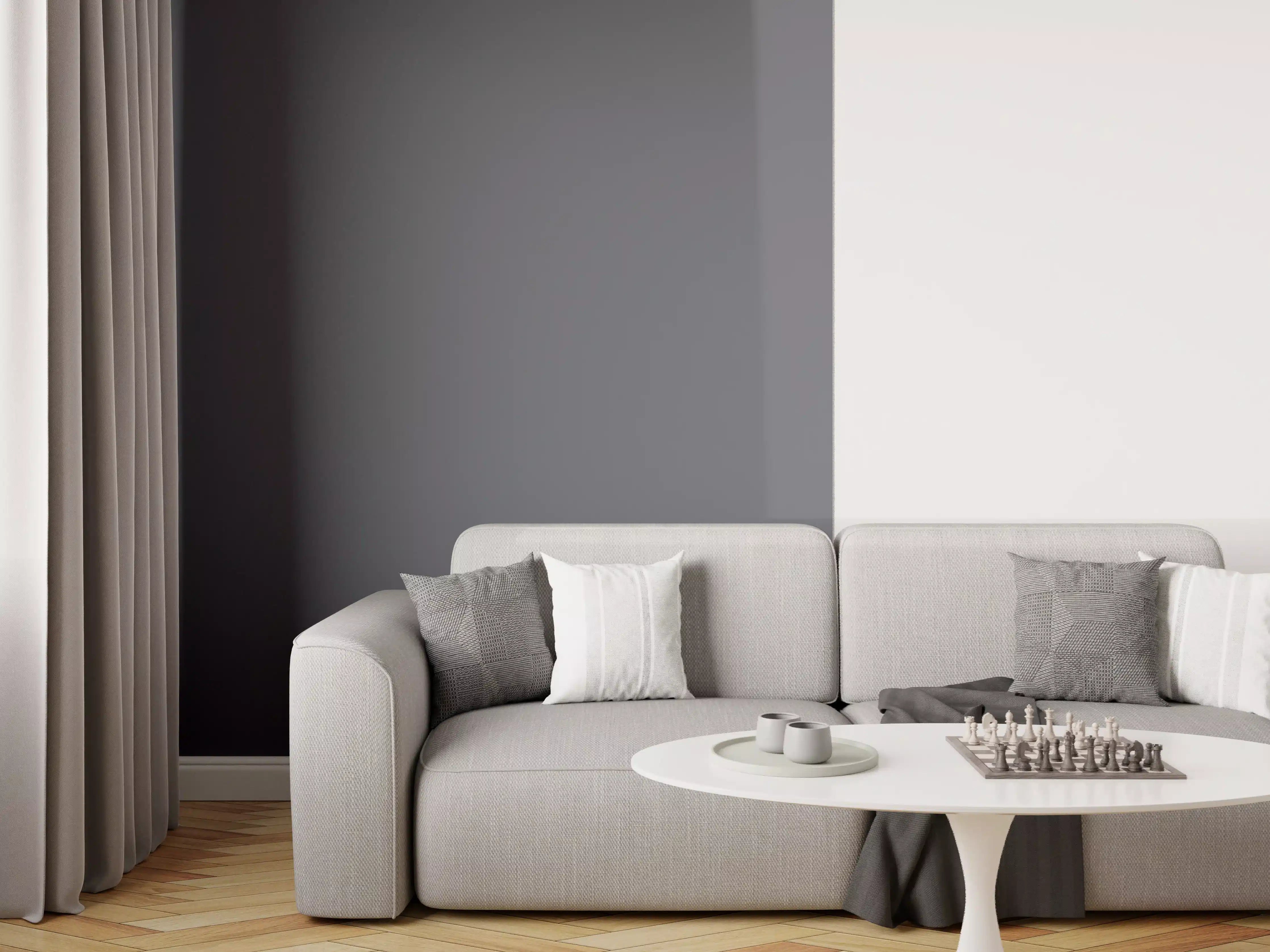 Wandverkleidung Wohnzimmer - RAL 7024 (Graphitgrau)