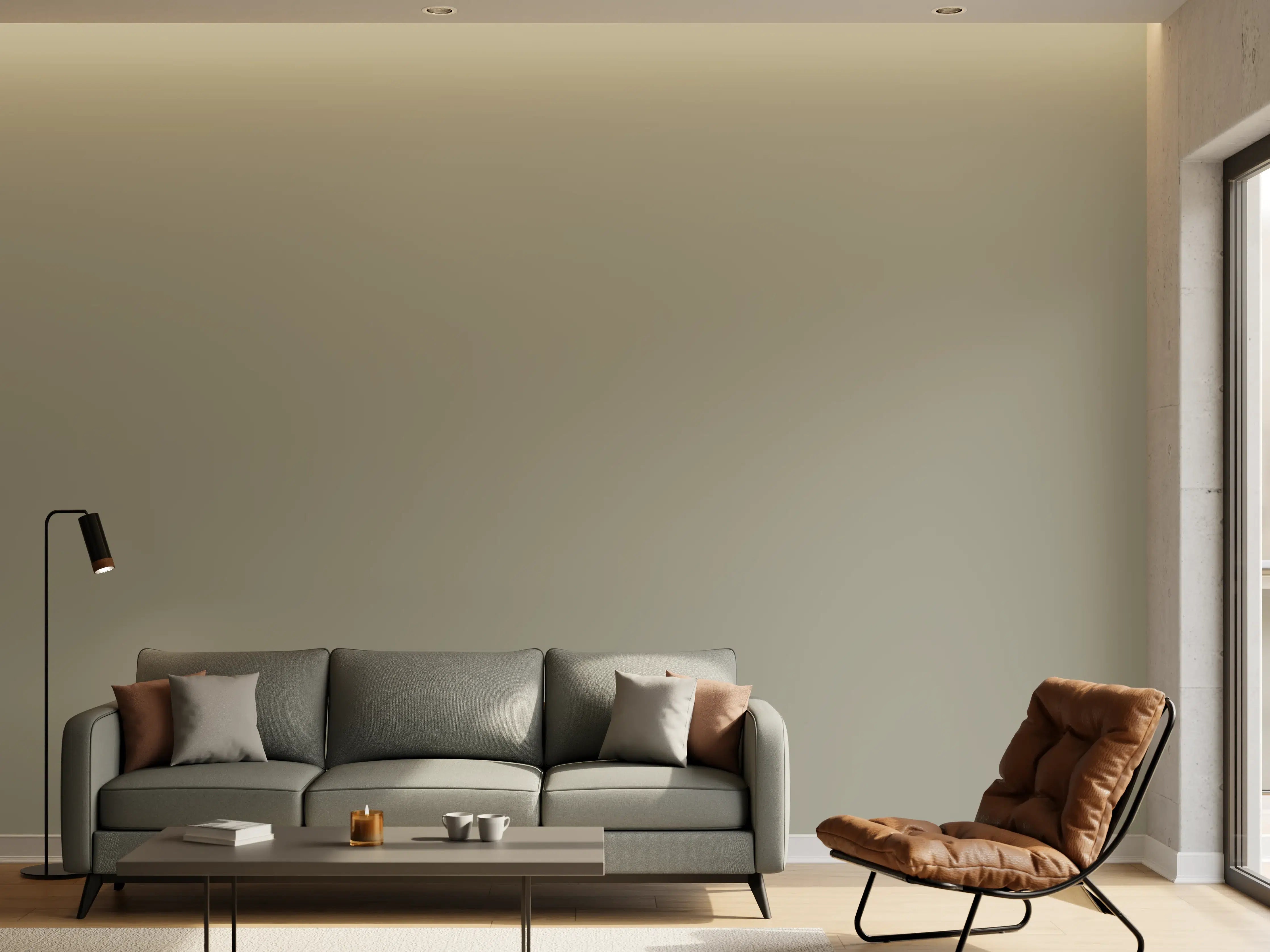 Wandverkleidung Wohnzimmer - RAL 7030 (Steingrau)