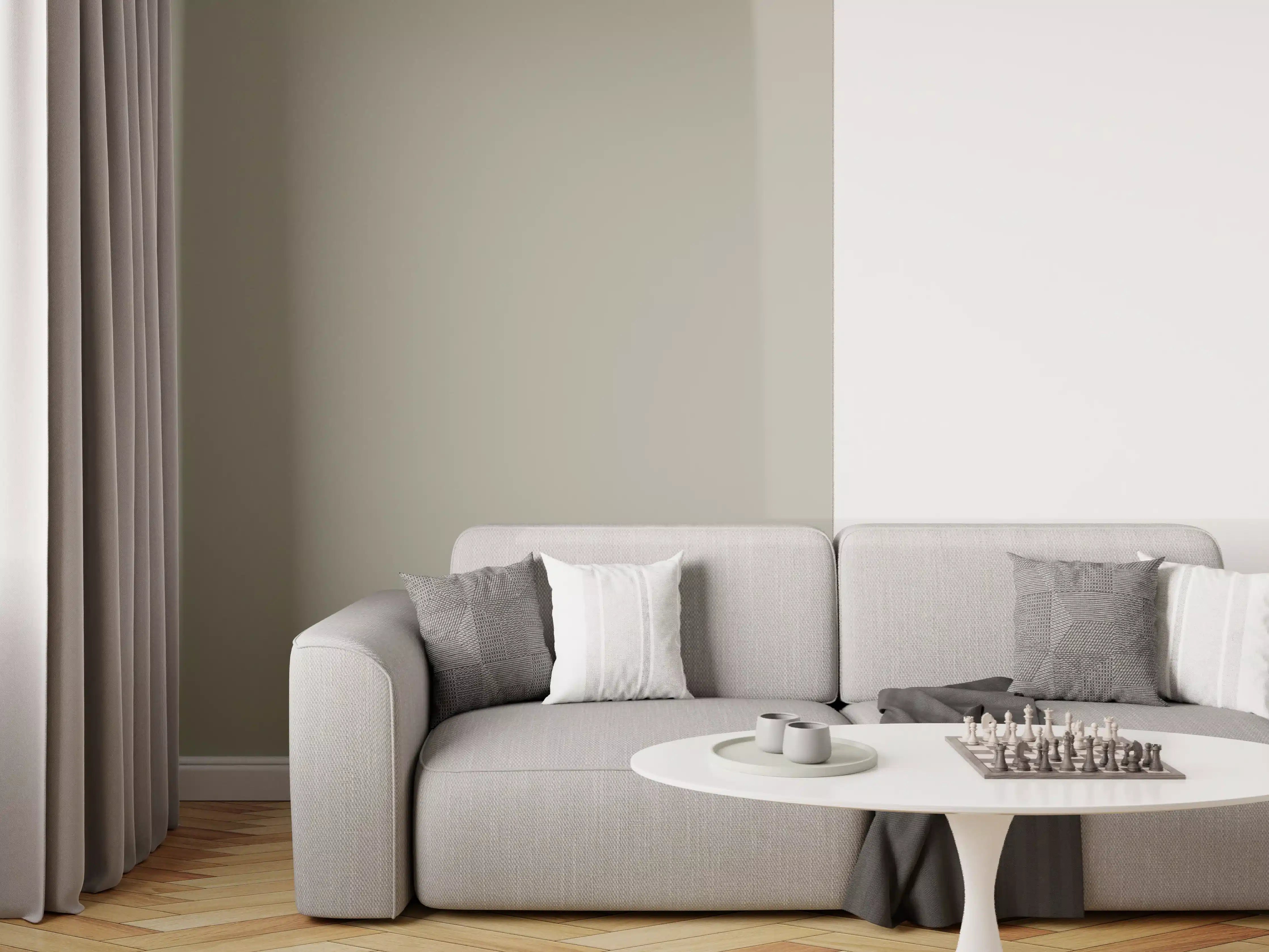 Wandverkleidung Wohnzimmer - RAL 7030 (Steingrau)