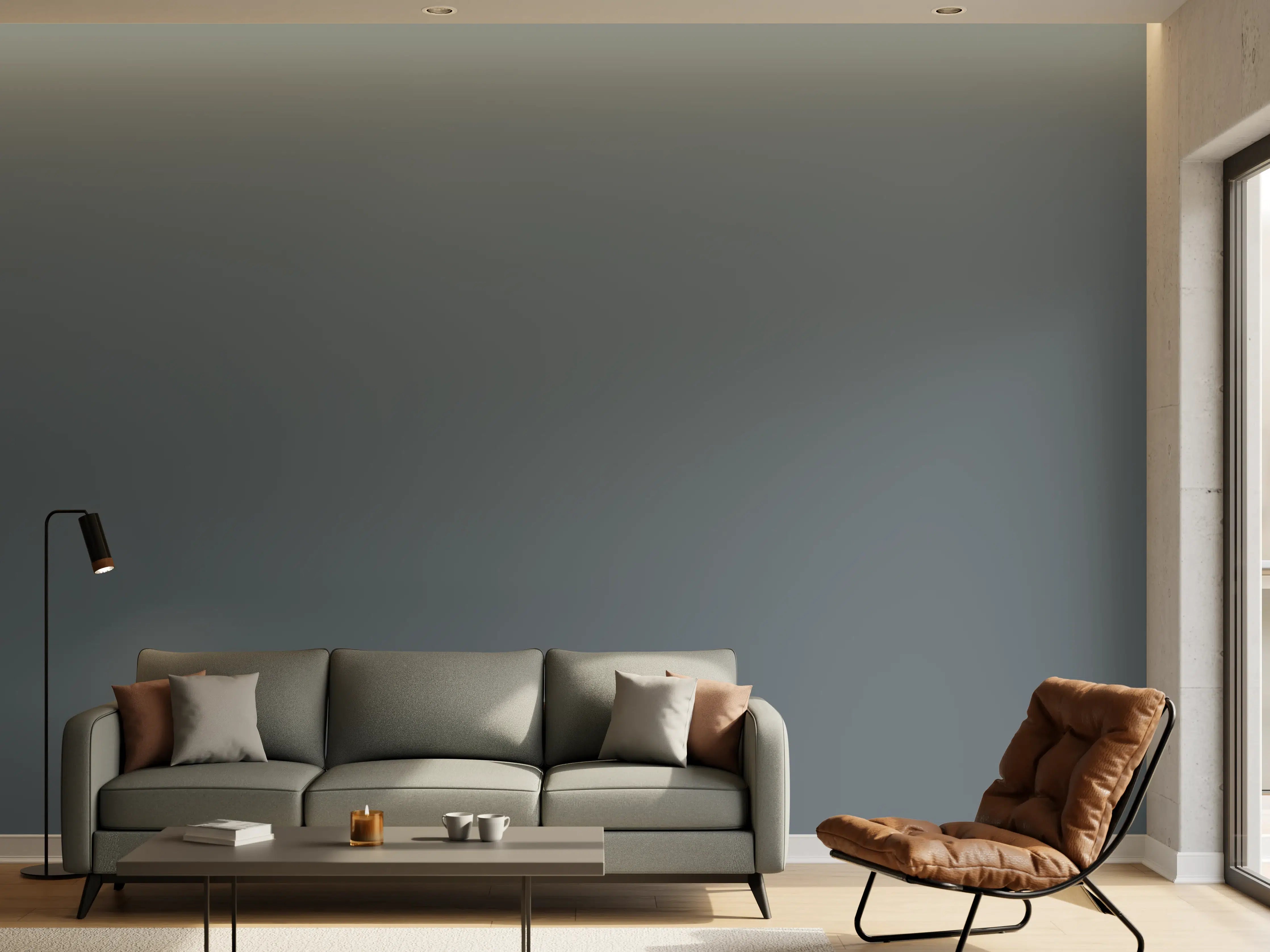 Wandverkleidung Wohnzimmer - RAL 7031 (Blaugrau)