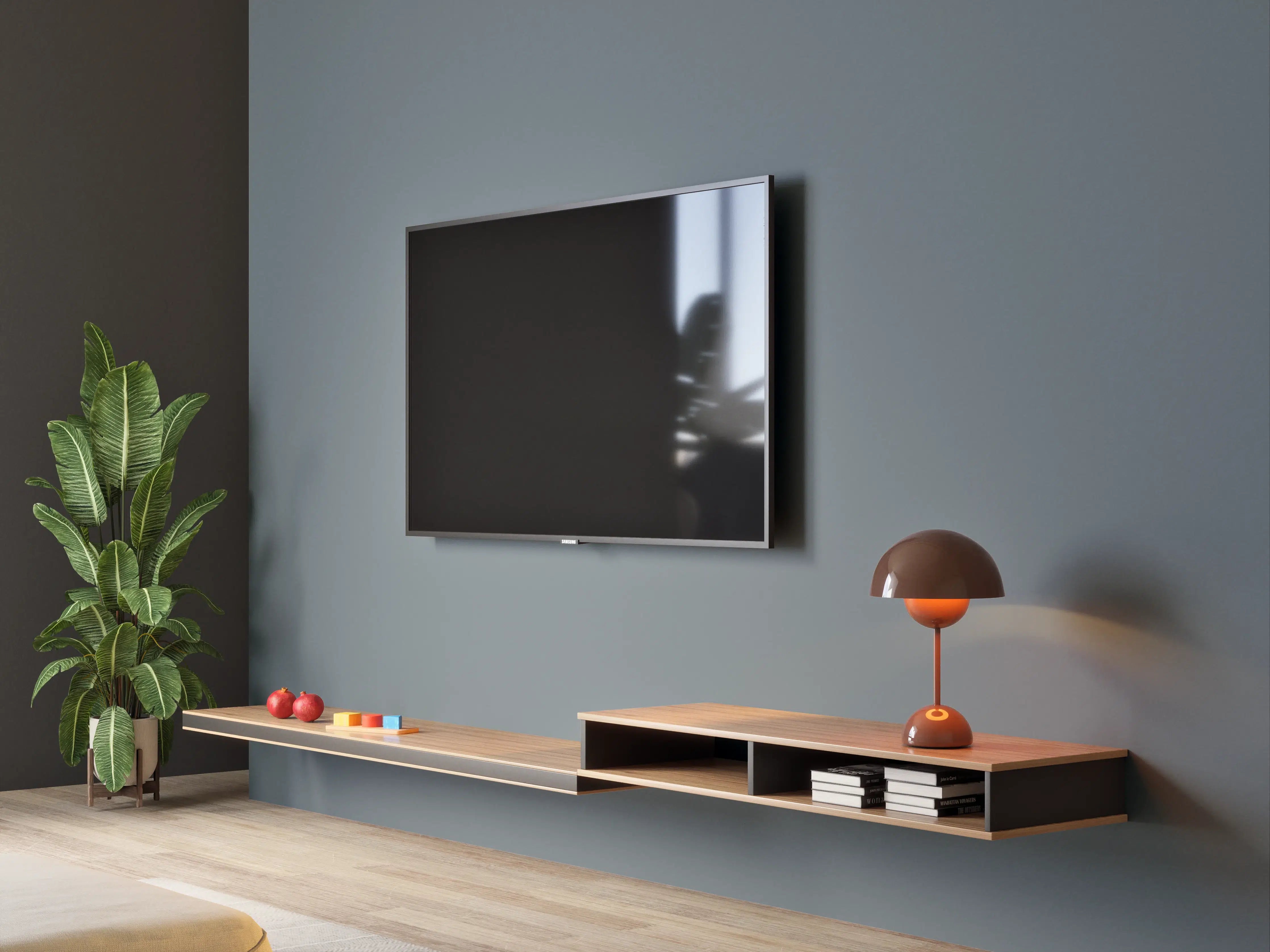 Wandverkleidung Wohnzimmer - RAL 7031 (Blaugrau)