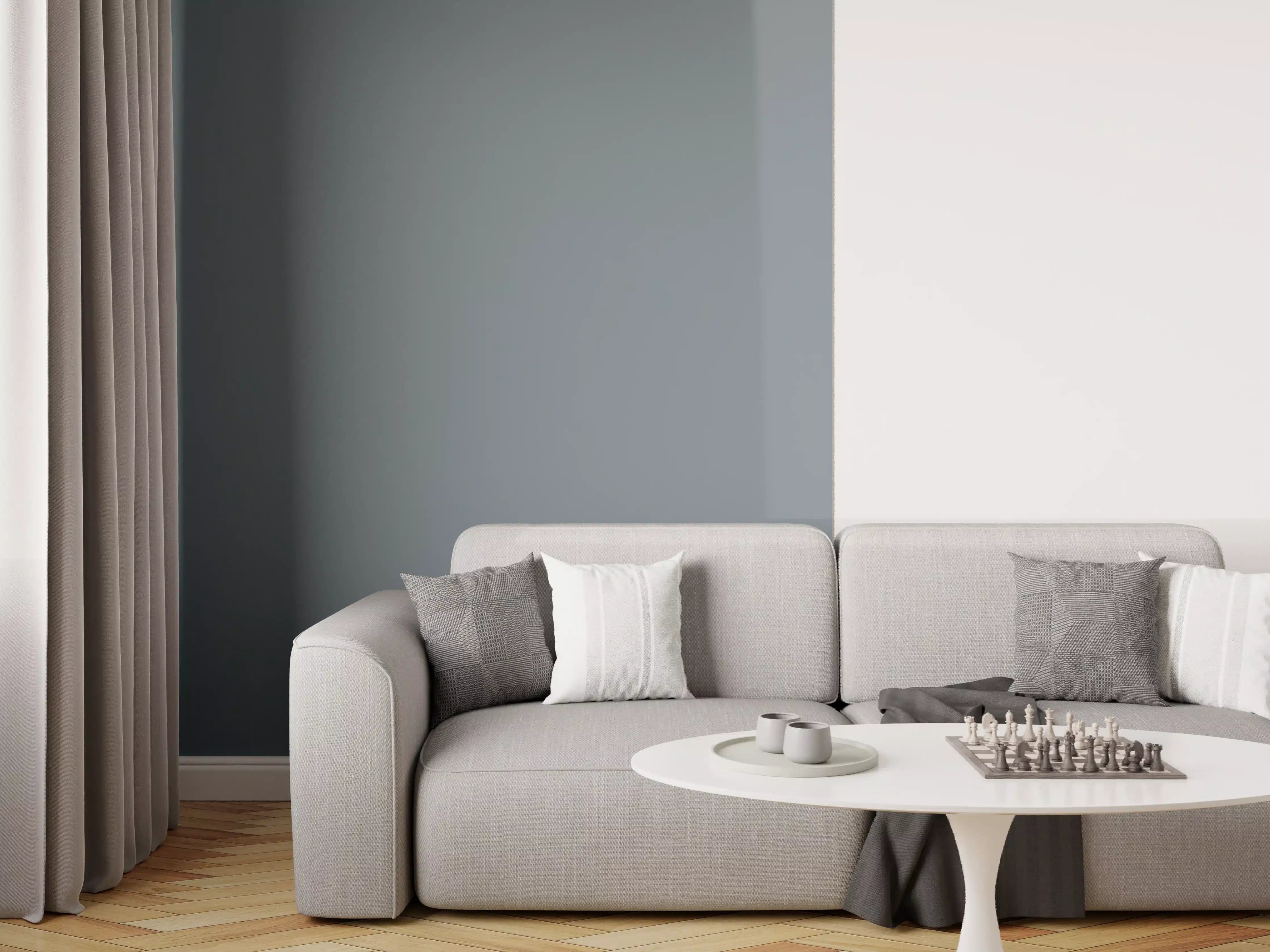 Wandverkleidung Wohnzimmer - RAL 7031 (Blaugrau)