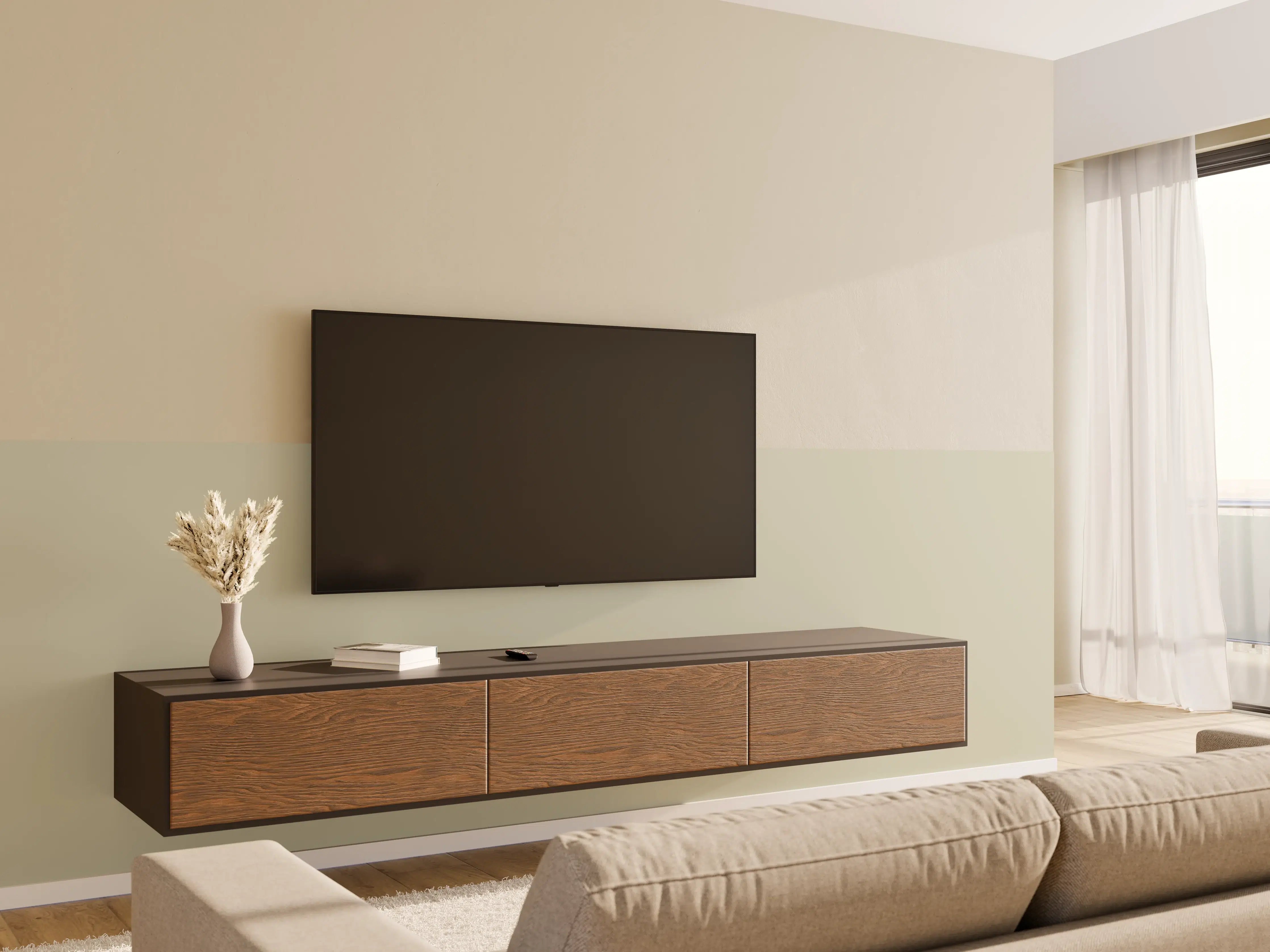 Wandverkleidung Wohnzimmer - RAL 7032 (Kieselgrau)