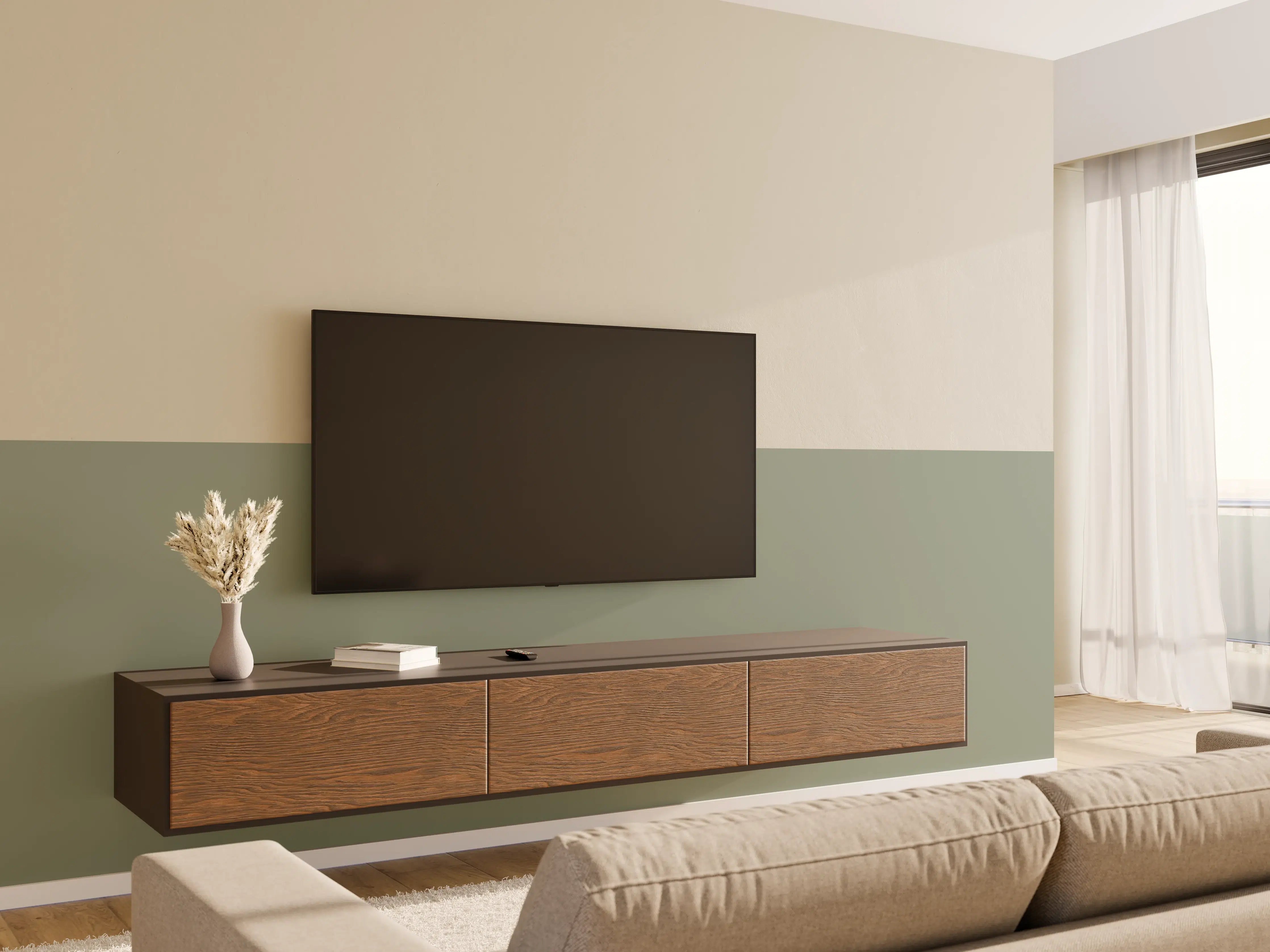 Wandverkleidung Wohnzimmer - RAL 7033 (Zementgrau)