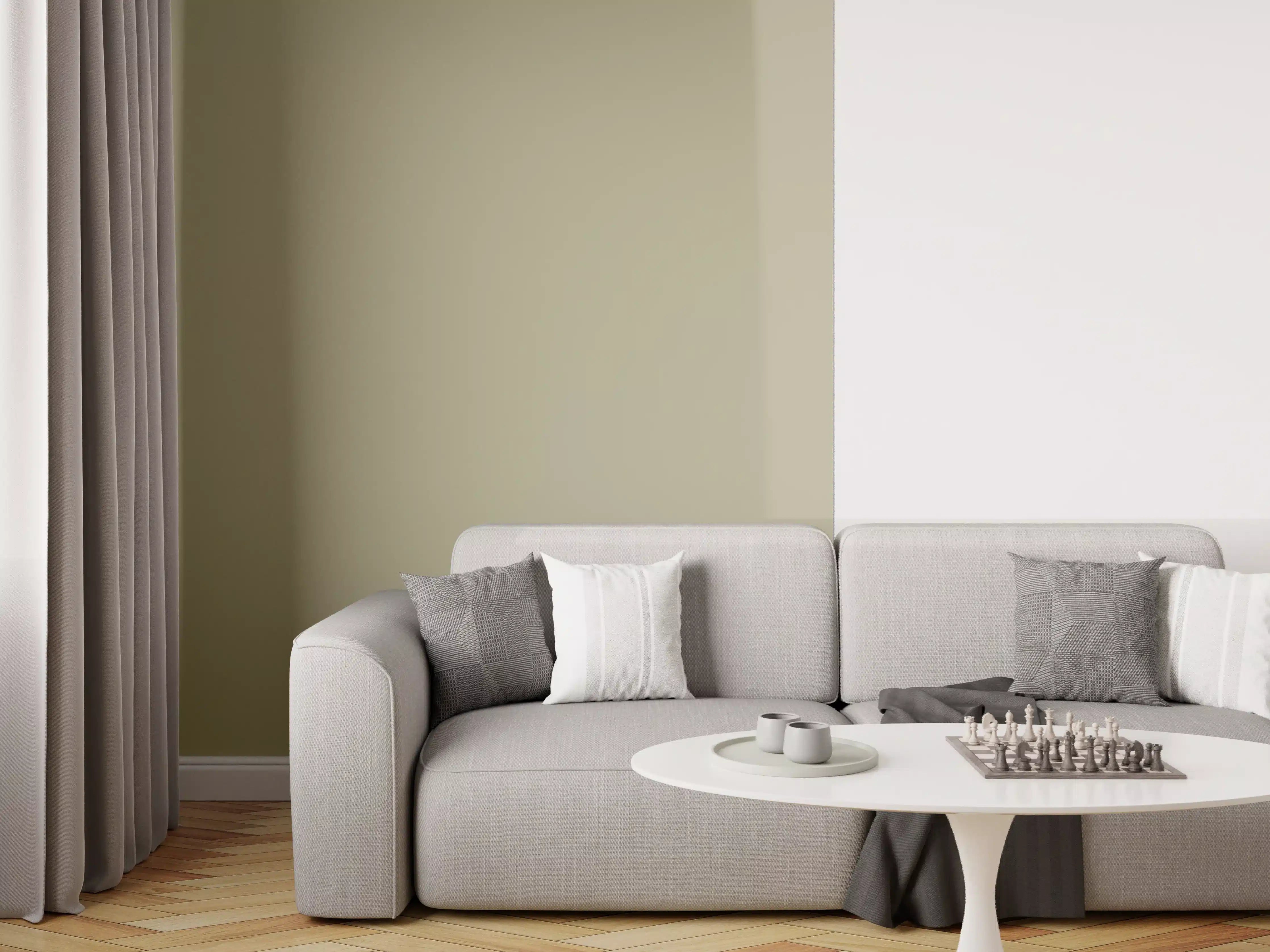 Wandverkleidung Wohnzimmer - RAL 7034 (Gelbgrau)