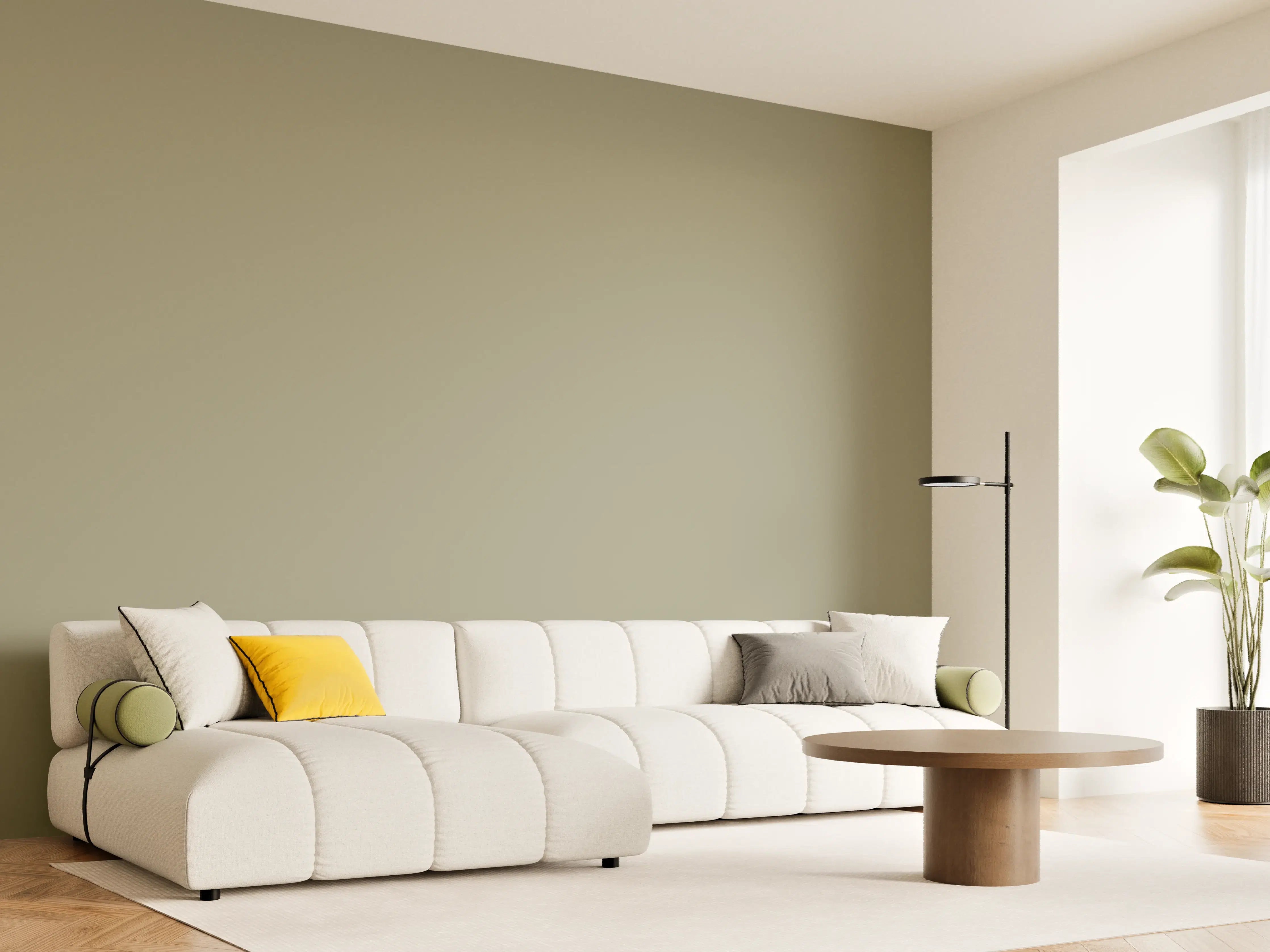 Wandverkleidung Wohnzimmer - RAL 7034 (Gelbgrau)