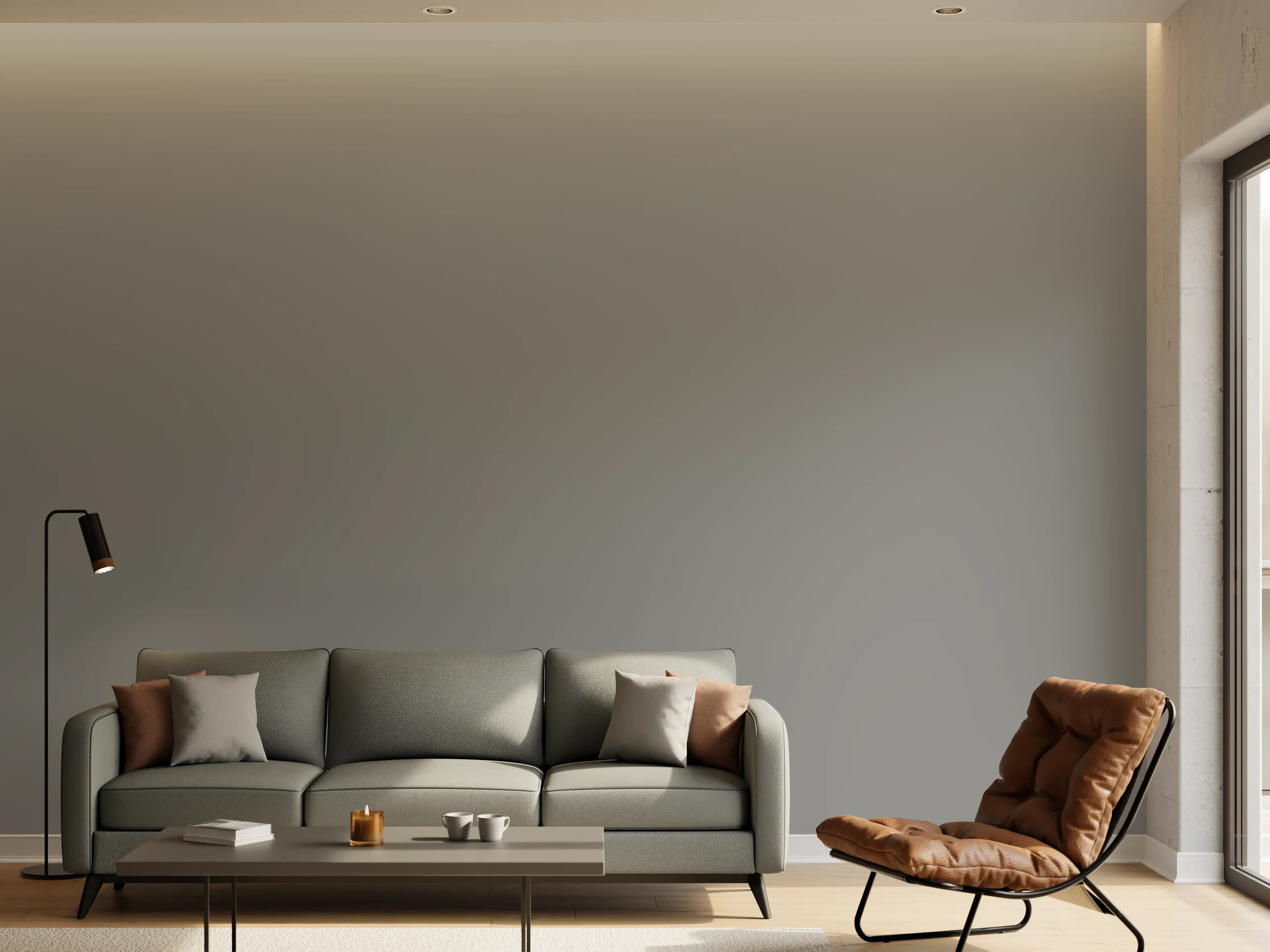 Wandverkleidung Wohnzimmer - RAL 7037 (Staubiges Grau)