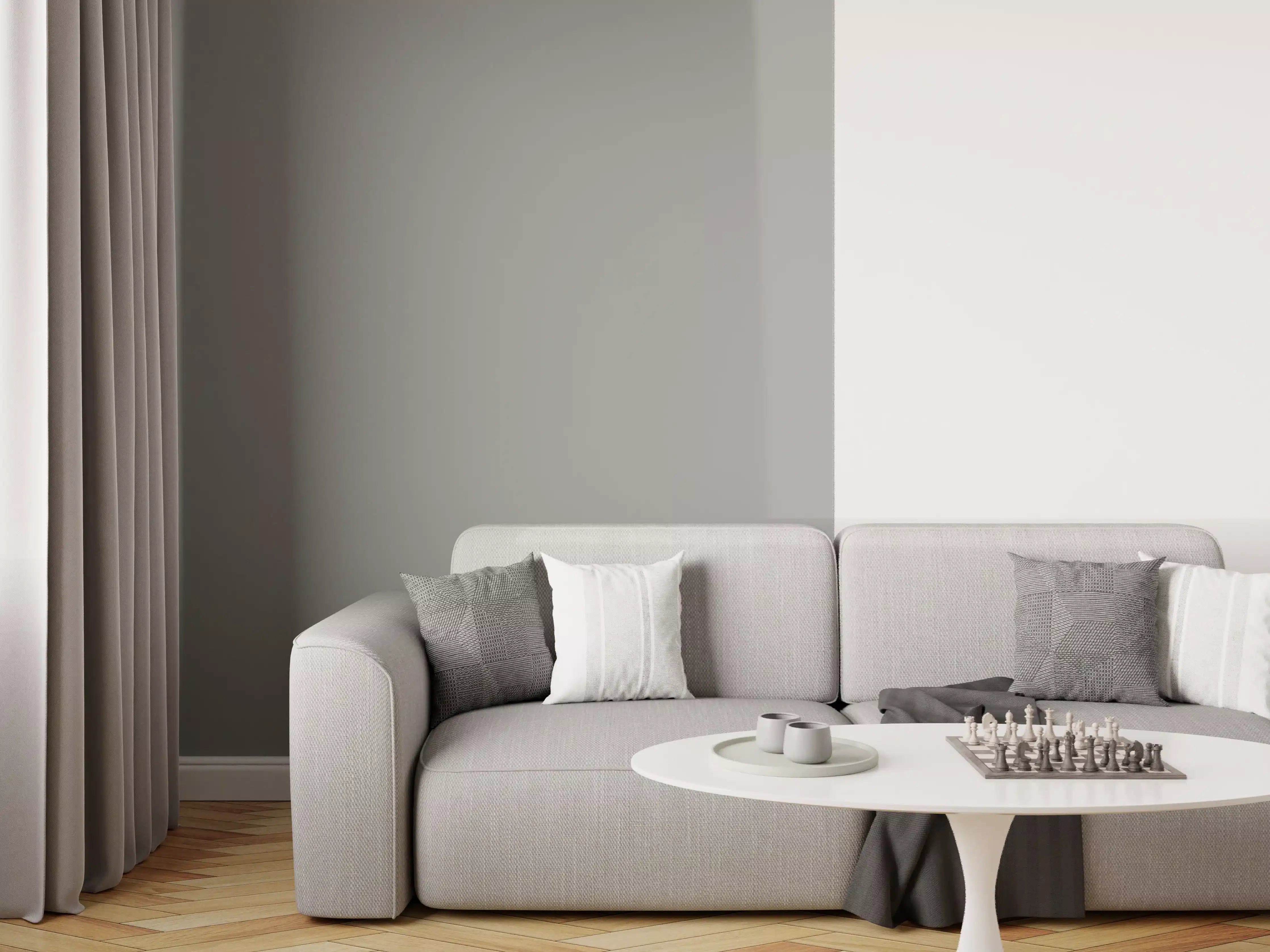 Wandverkleidung Wohnzimmer - RAL 7037 (Staubiges Grau)