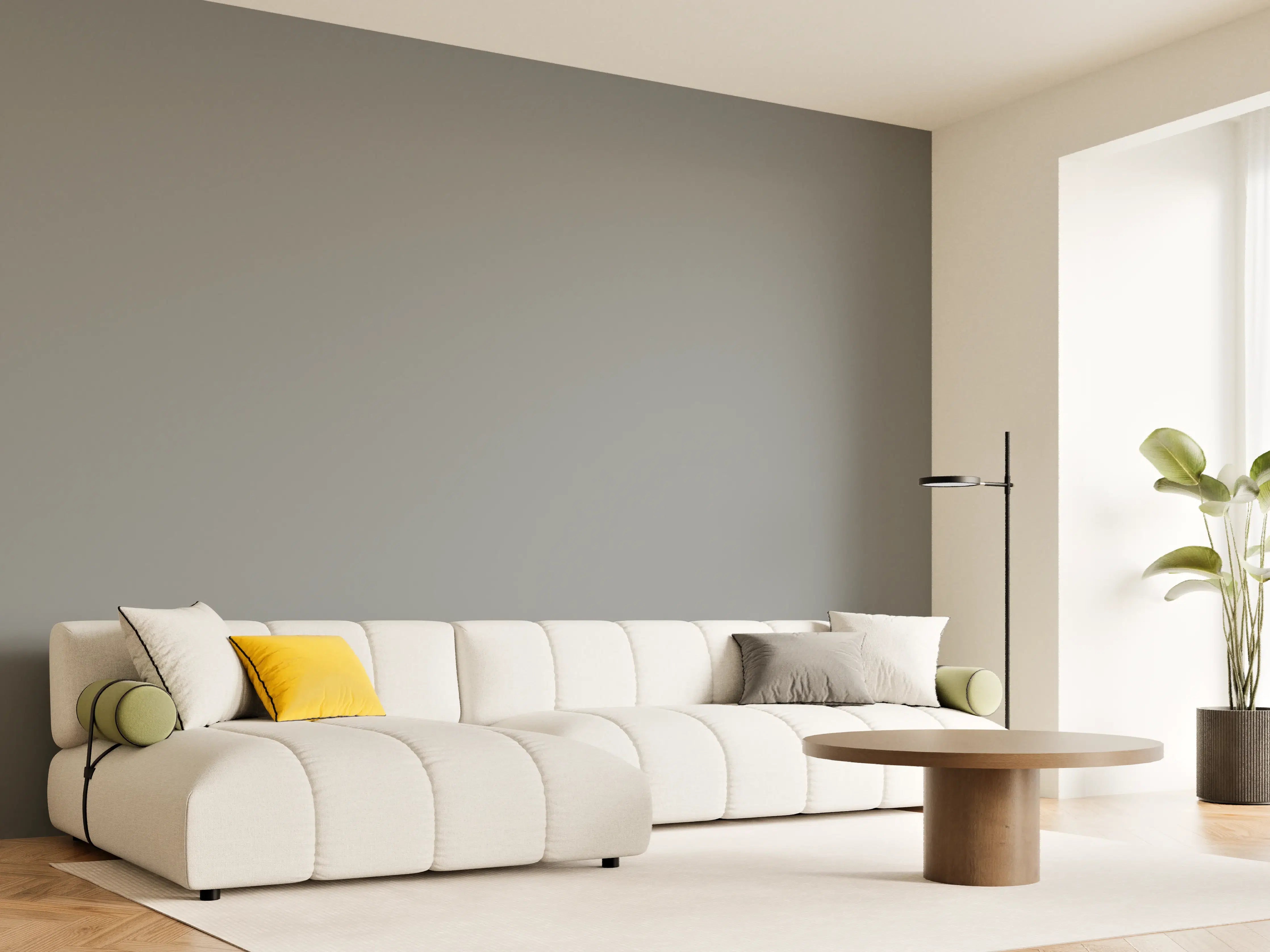 Wandverkleidung Wohnzimmer - RAL 7037 (Staubiges Grau)