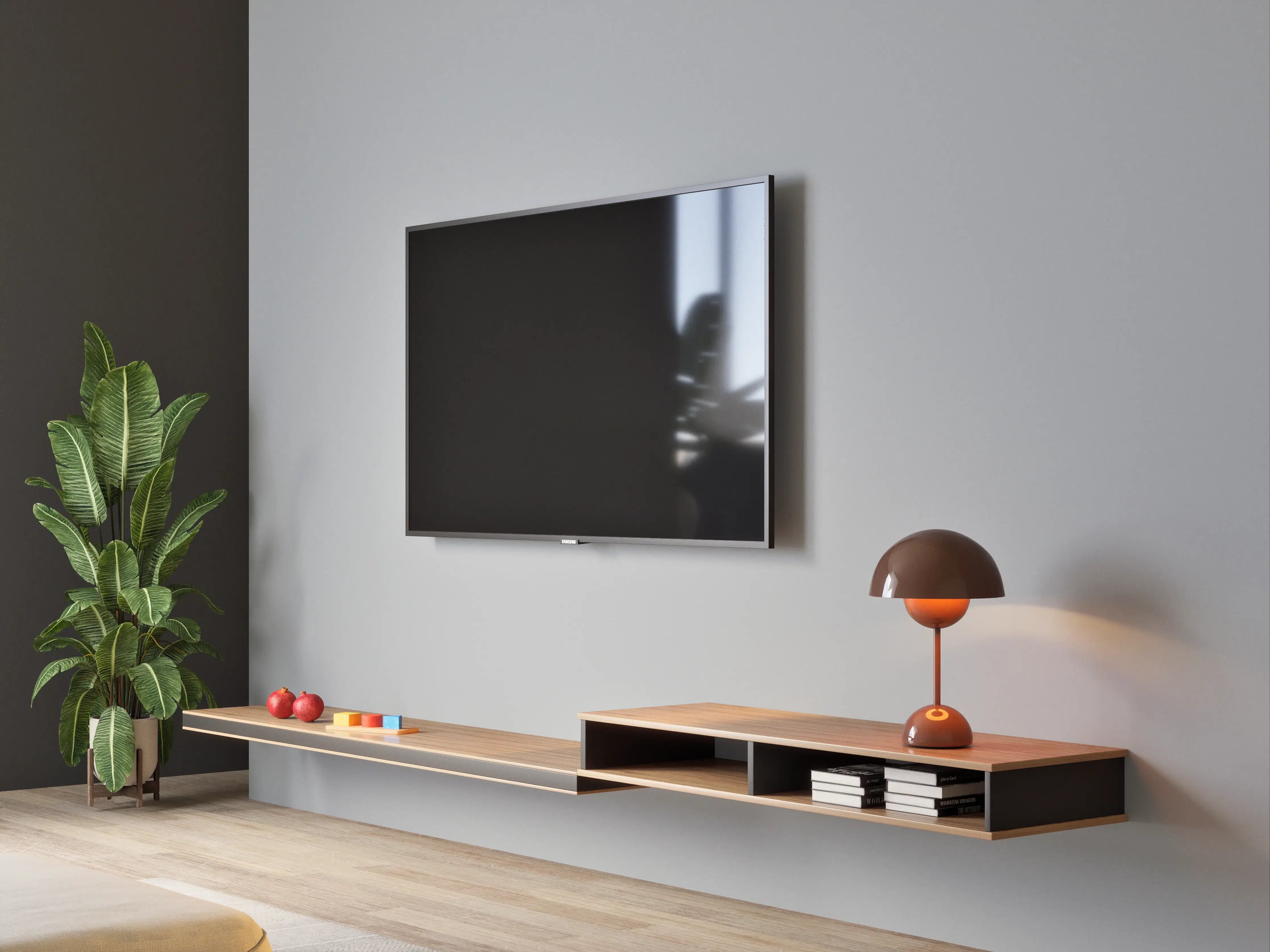 Wandverkleidung Wohnzimmer - RAL 7040 (Fenstergrau)