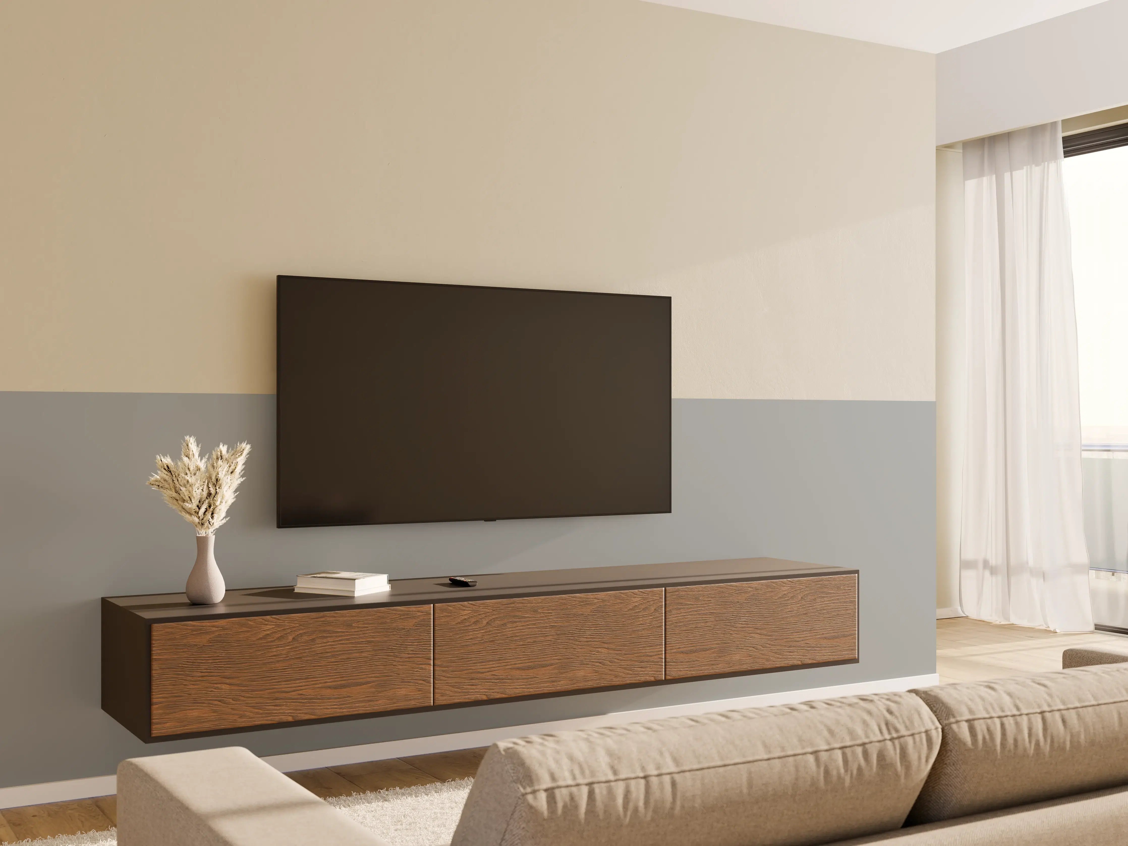 Wandverkleidung Wohnzimmer - RAL 7042 (Verkehrsgrau A)