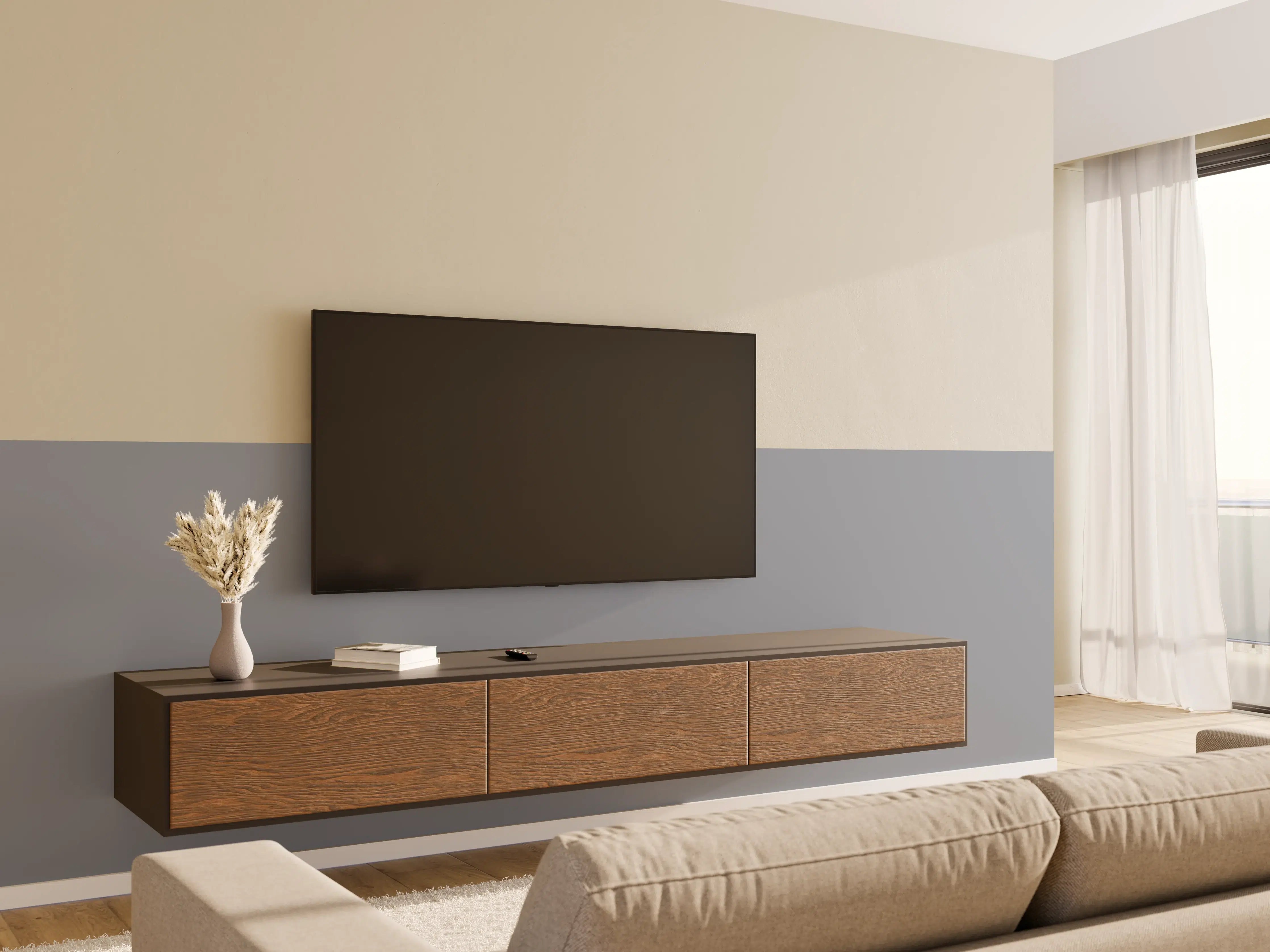 Wandverkleidung Wohnzimmer - RAL 7046 (Telegrau 2)