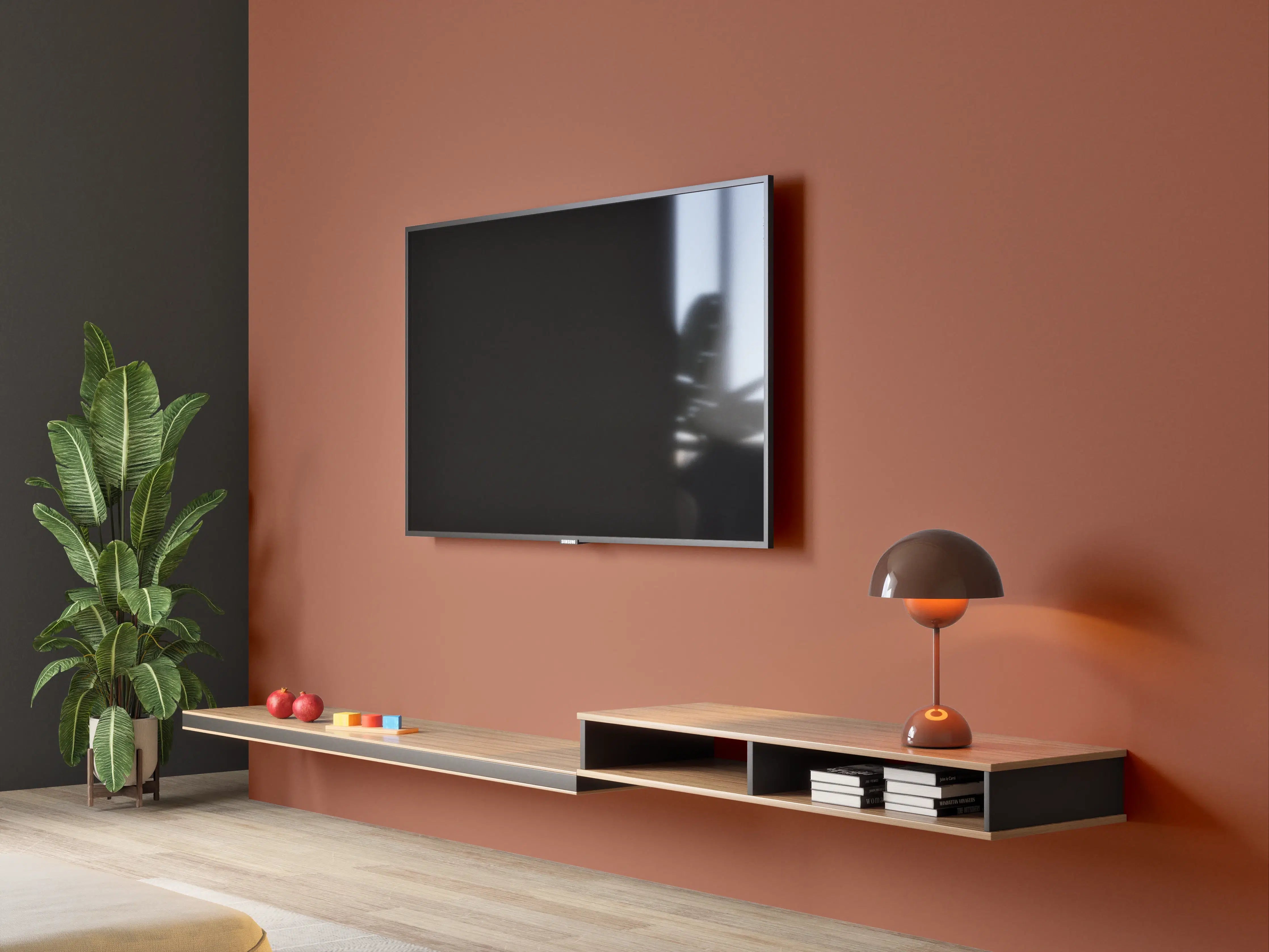 Wandverkleidung Wohnzimmer - RAL 8004 (Kupferbraun)