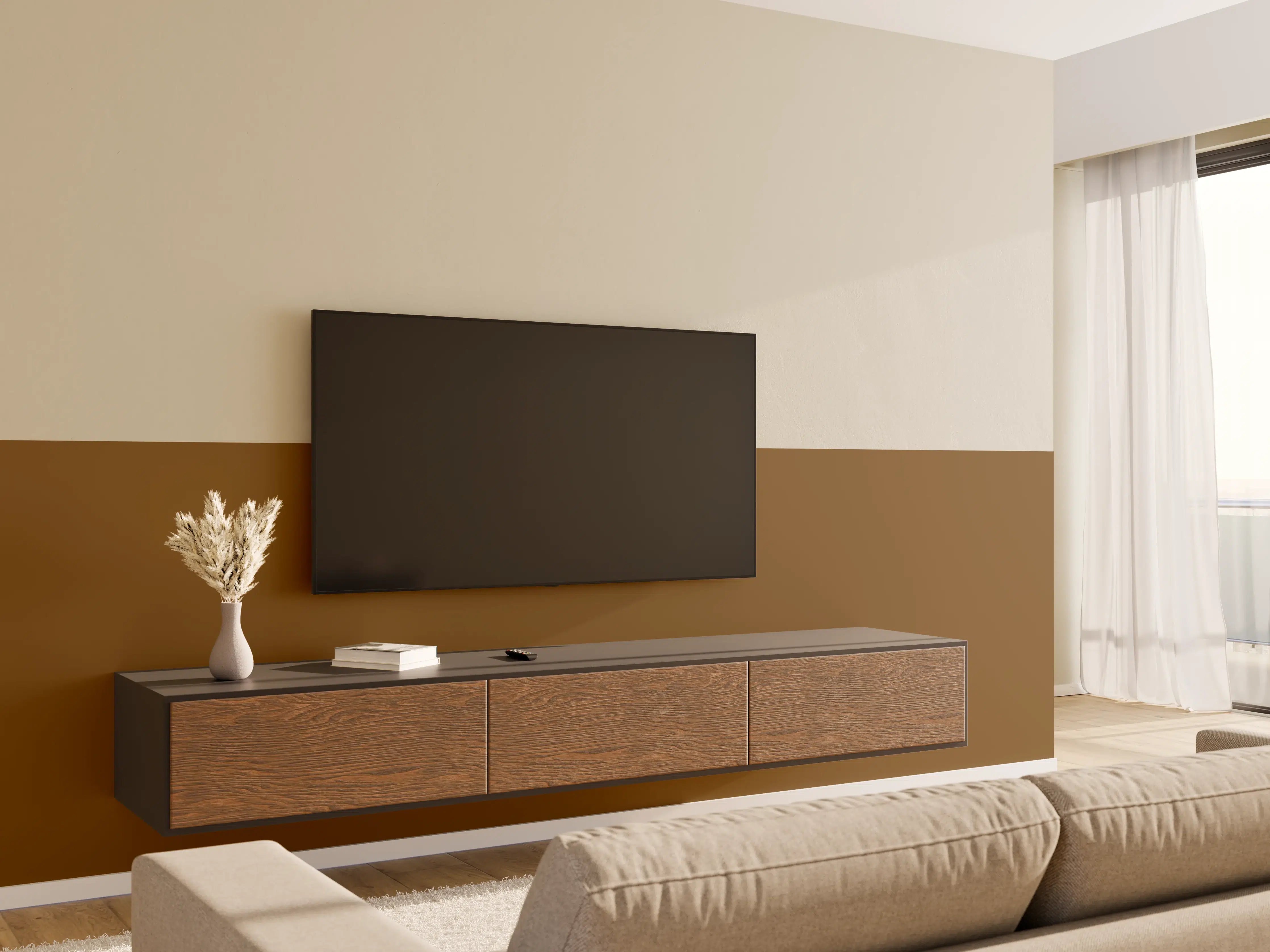 Wandverkleidung Wohnzimmer - RAL 8008 (Olivbraun)