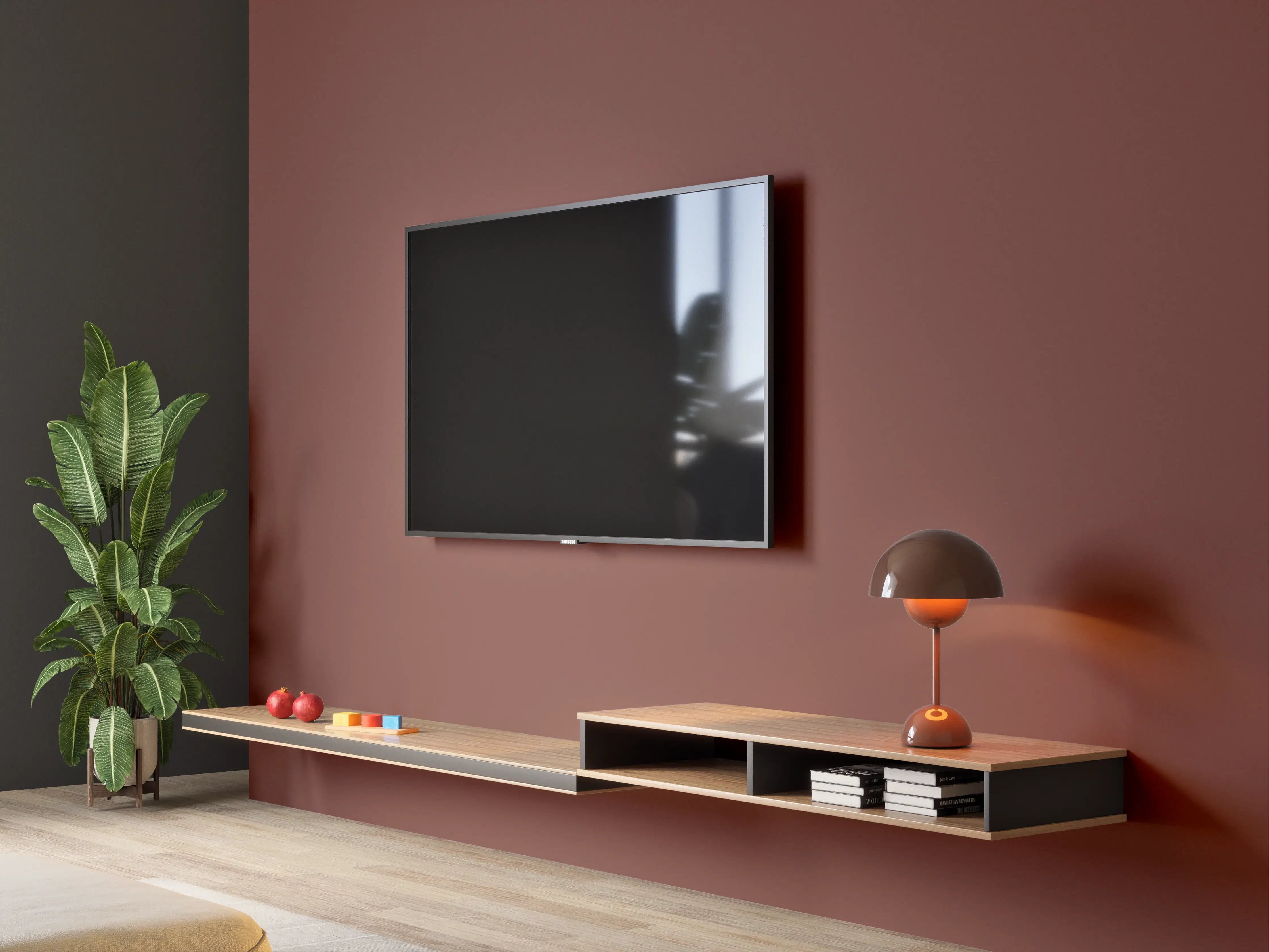 Wandverkleidung Wohnzimmer - RAL 8012 (Rotbraun)