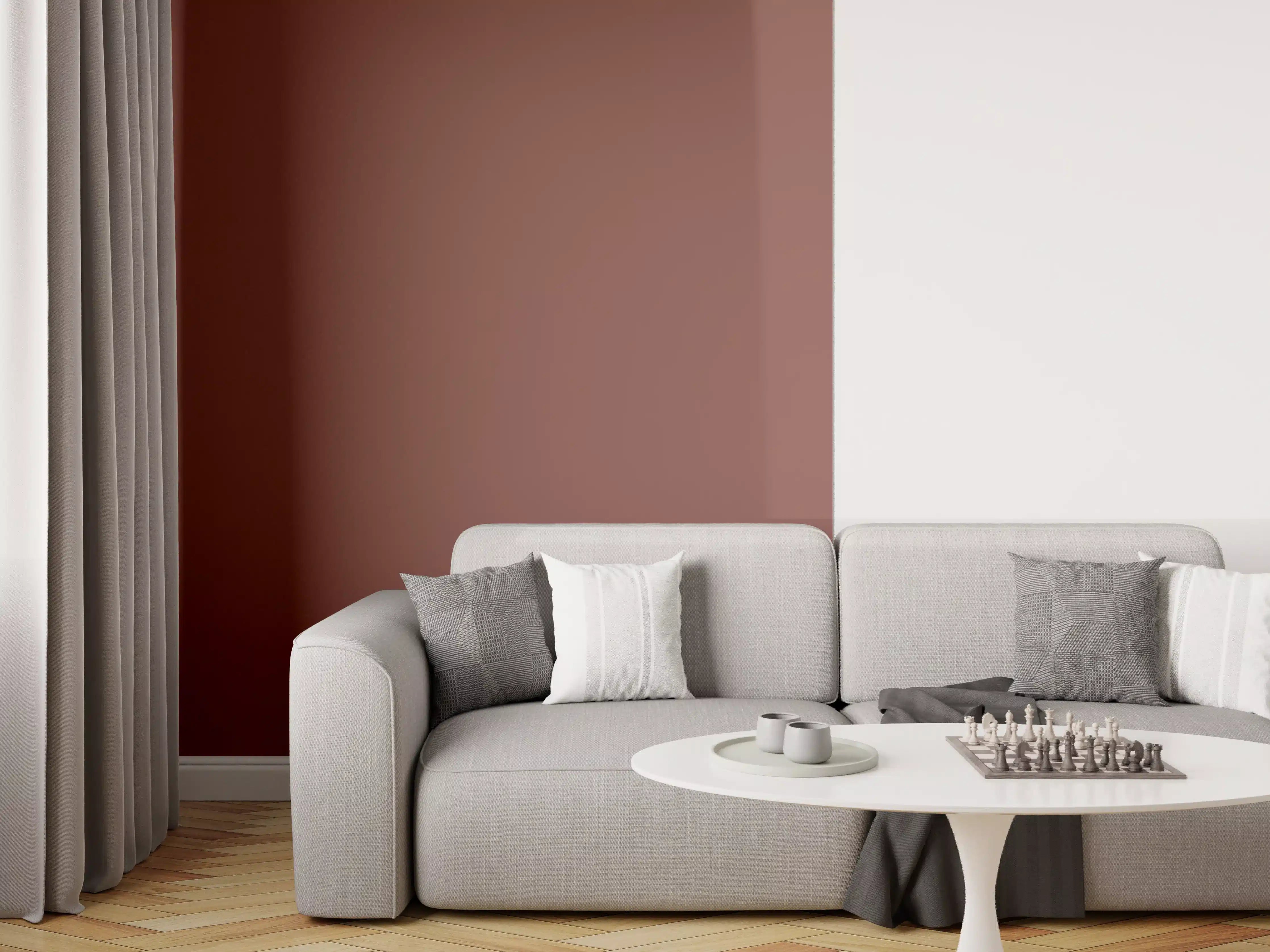 Wandverkleidung Wohnzimmer - RAL 8012 (Rotbraun)