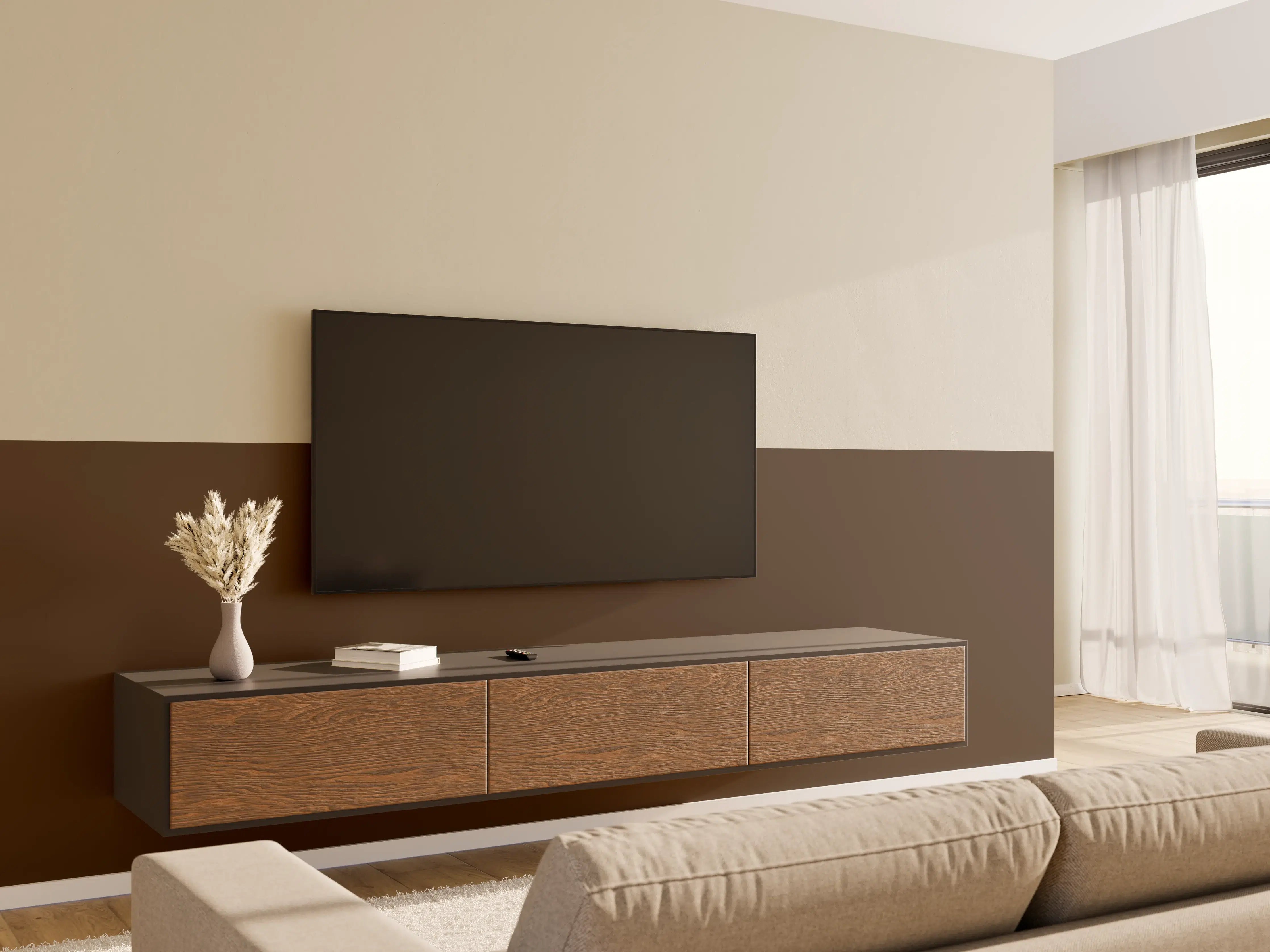 Wandverkleidung Wohnzimmer - RAL 8014 (Sepiabraun)