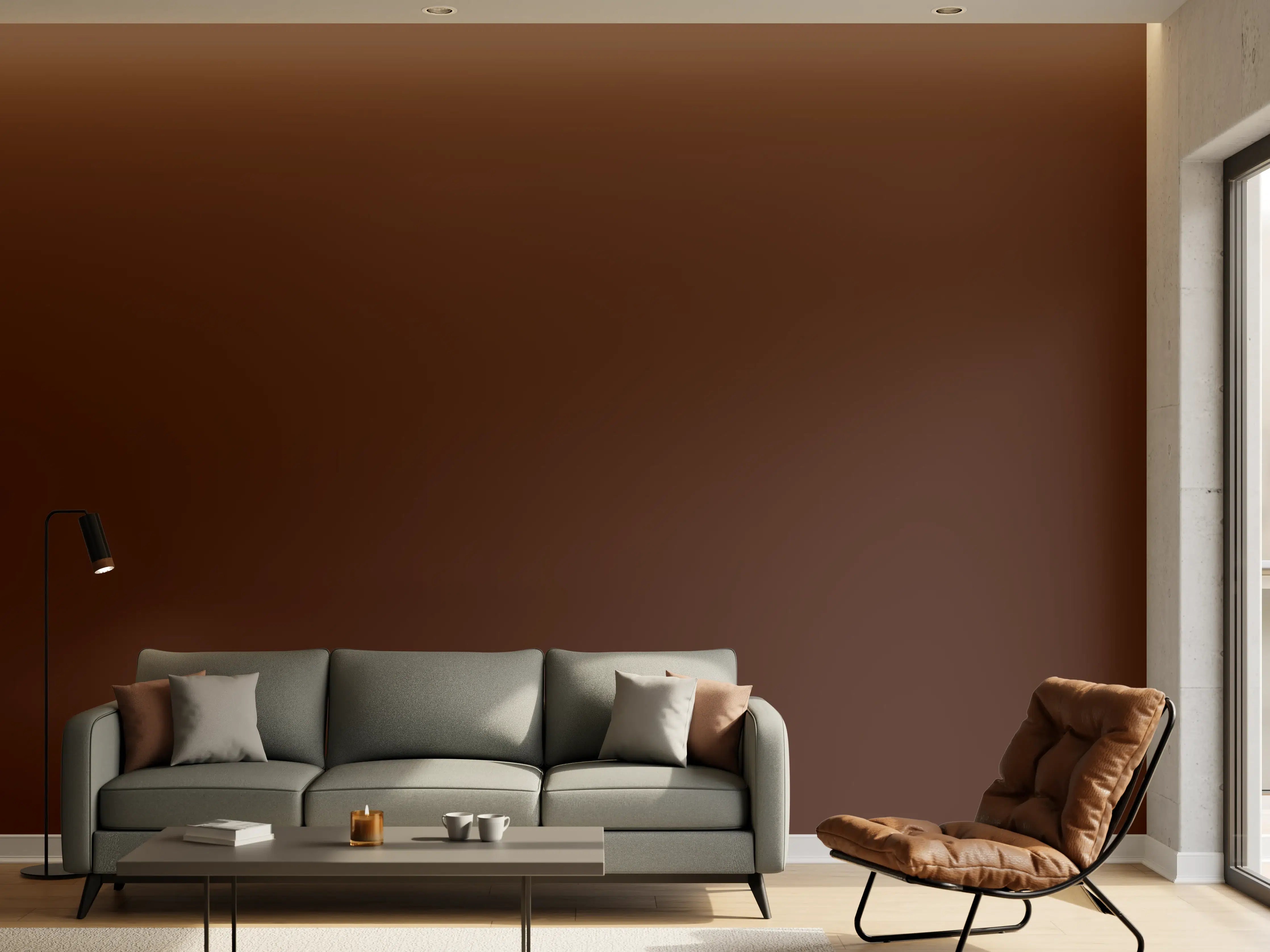 Wandverkleidung Wohnzimmer - RAL 8016 (Mahagonibraun)