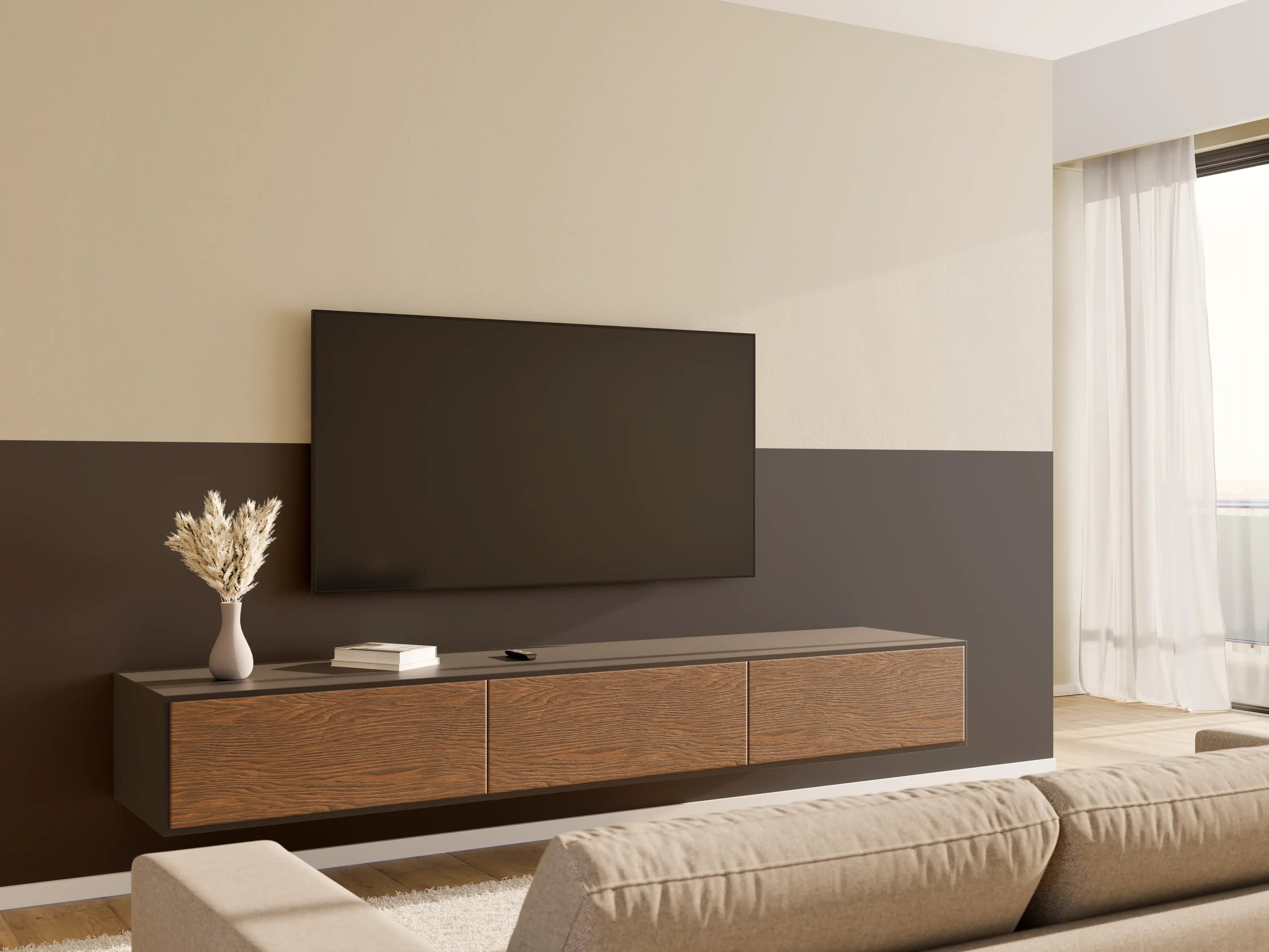 Wandverkleidung Wohnzimmer - RAL 8019 (Graubraun)