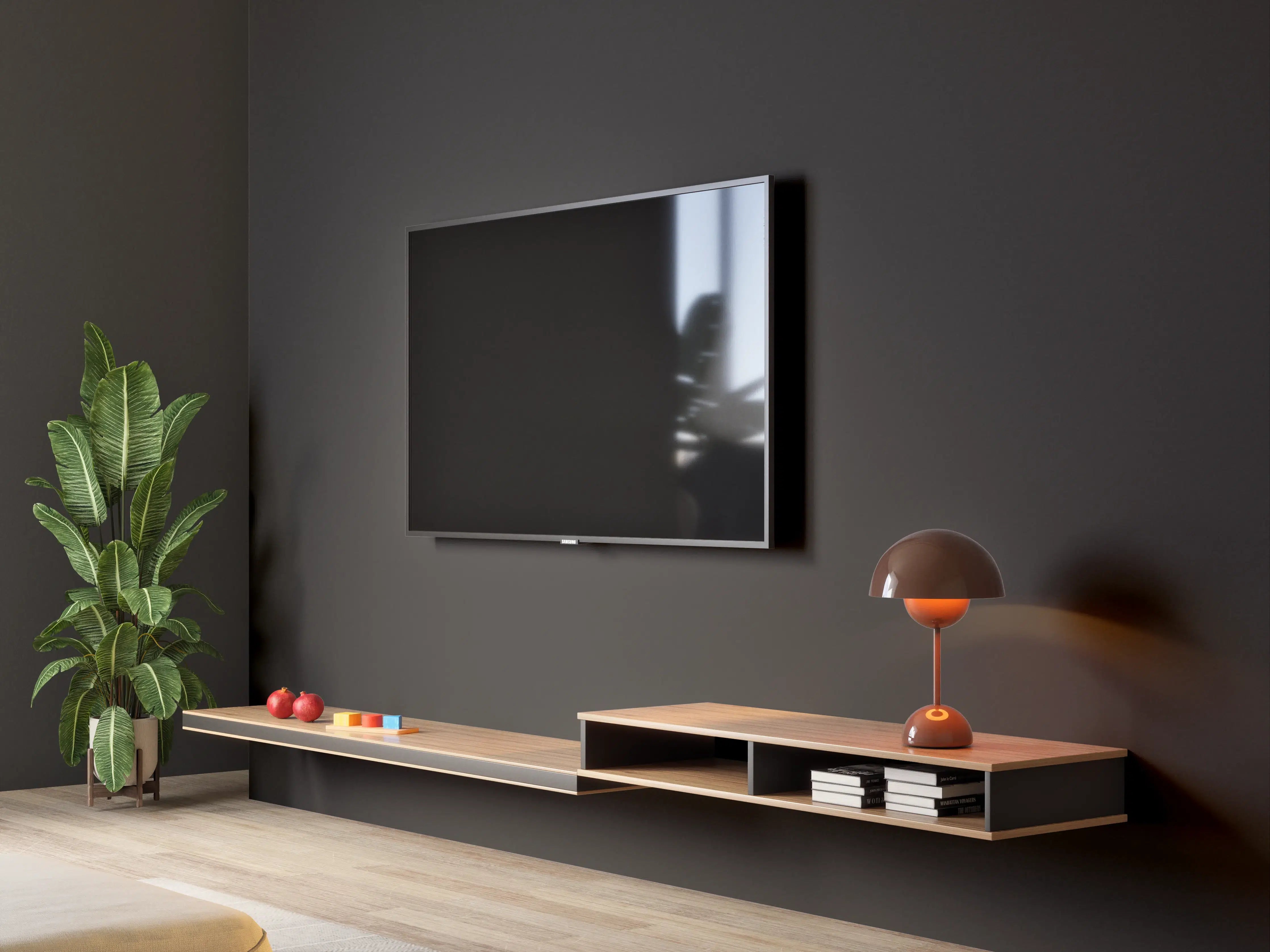 Wandverkleidung Wohnzimmer - RAL 8022 (Schwarzbraun)
