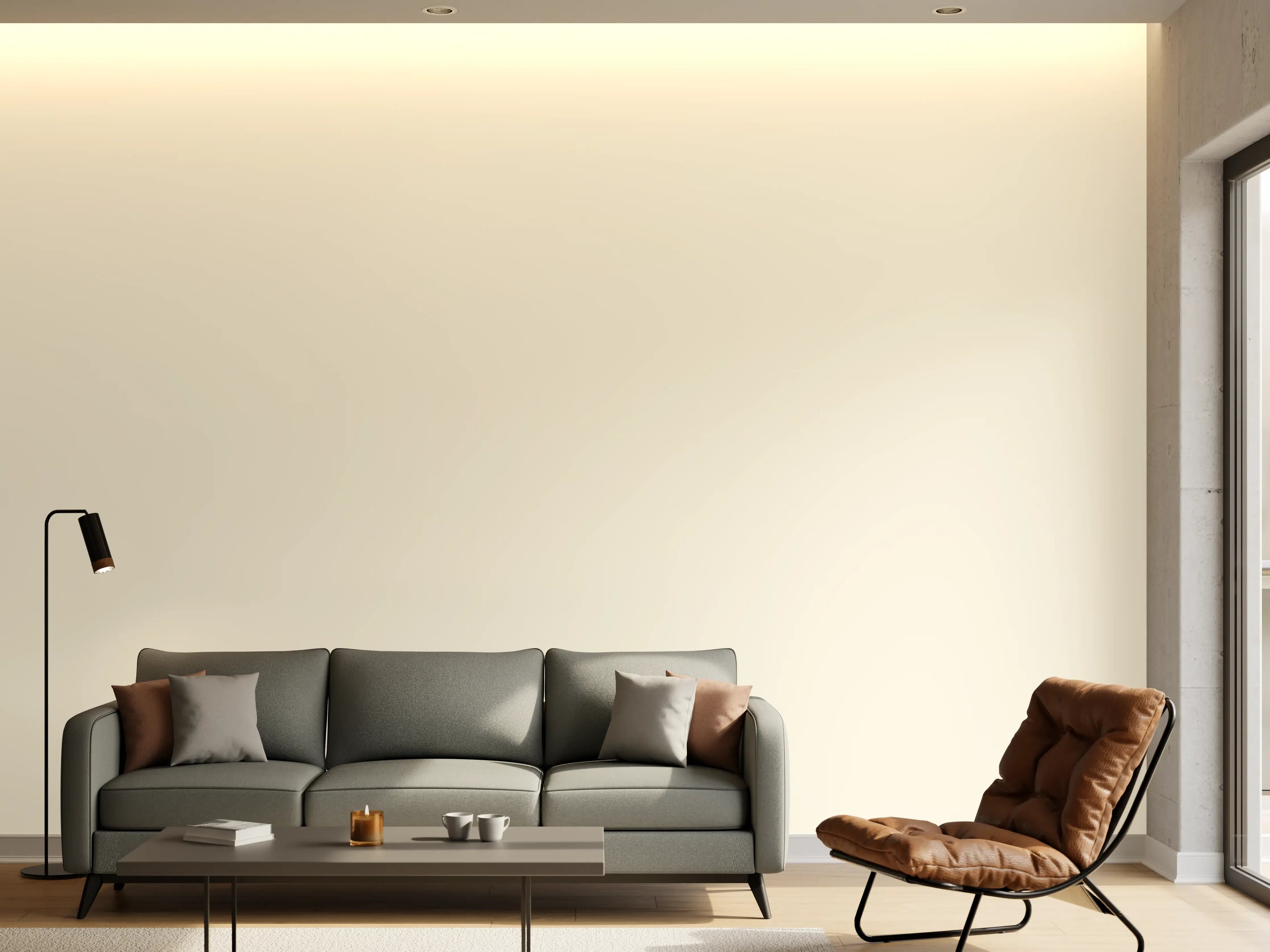 Wandverkleidung Wohnzimmer - RAL 9001 (Creme)