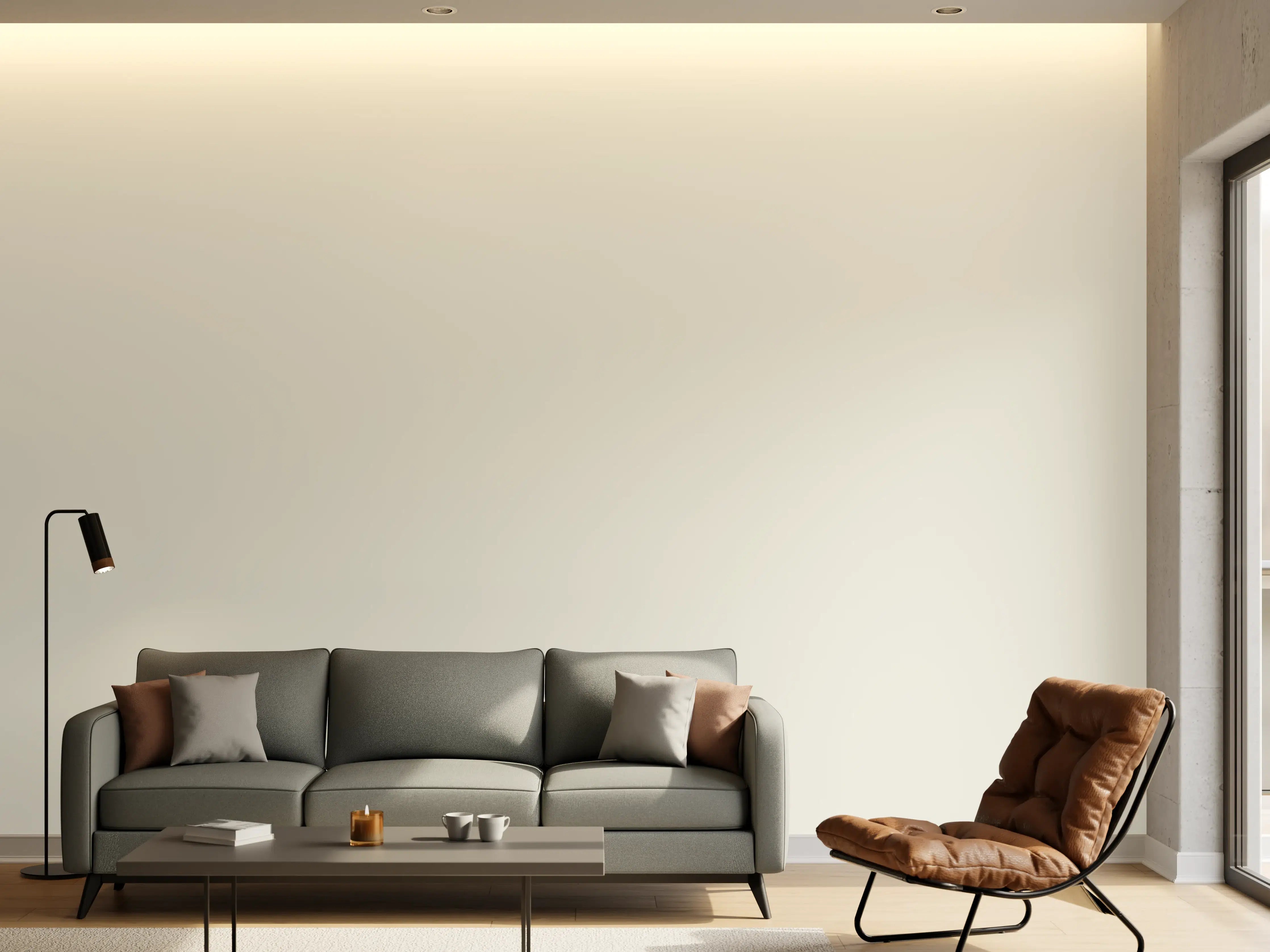 Wandverkleidung Wohnzimmer - RAL 9002 (Grauweiß)