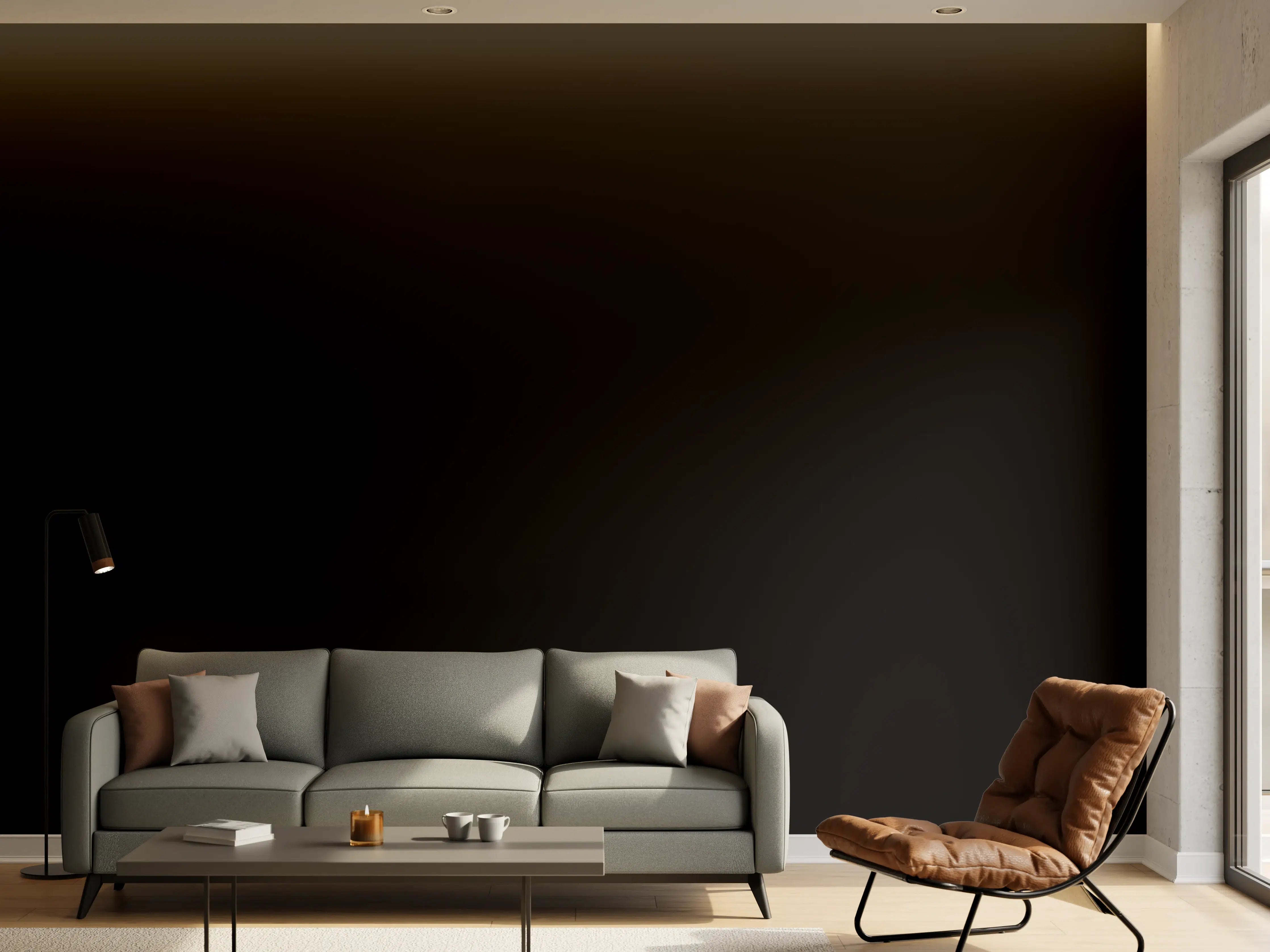 Wandverkleidung Wohnzimmer - RAL 9005 (Tiefschwarz)