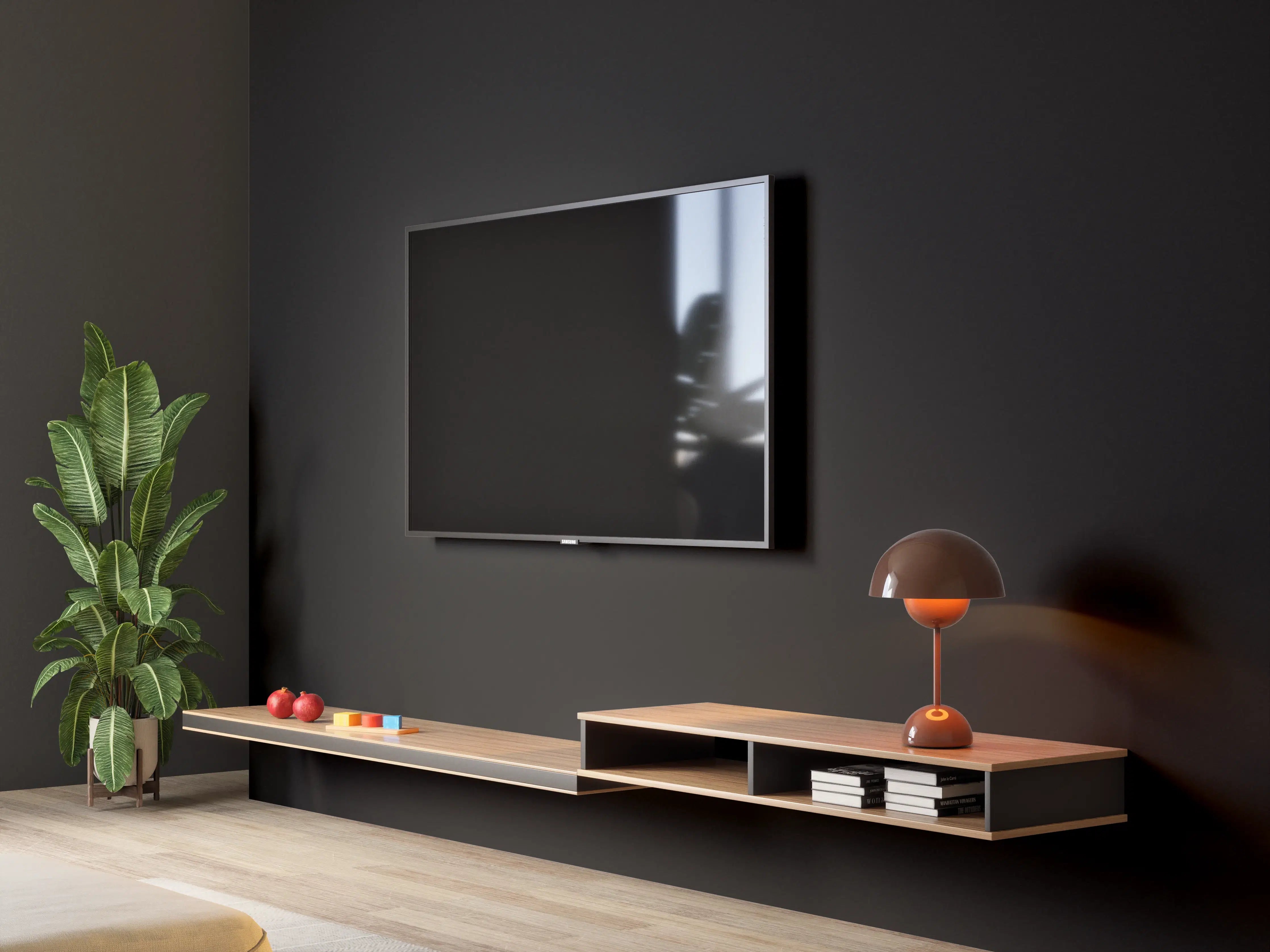 Wandverkleidung Wohnzimmer - RAL 9005 (Tiefschwarz)