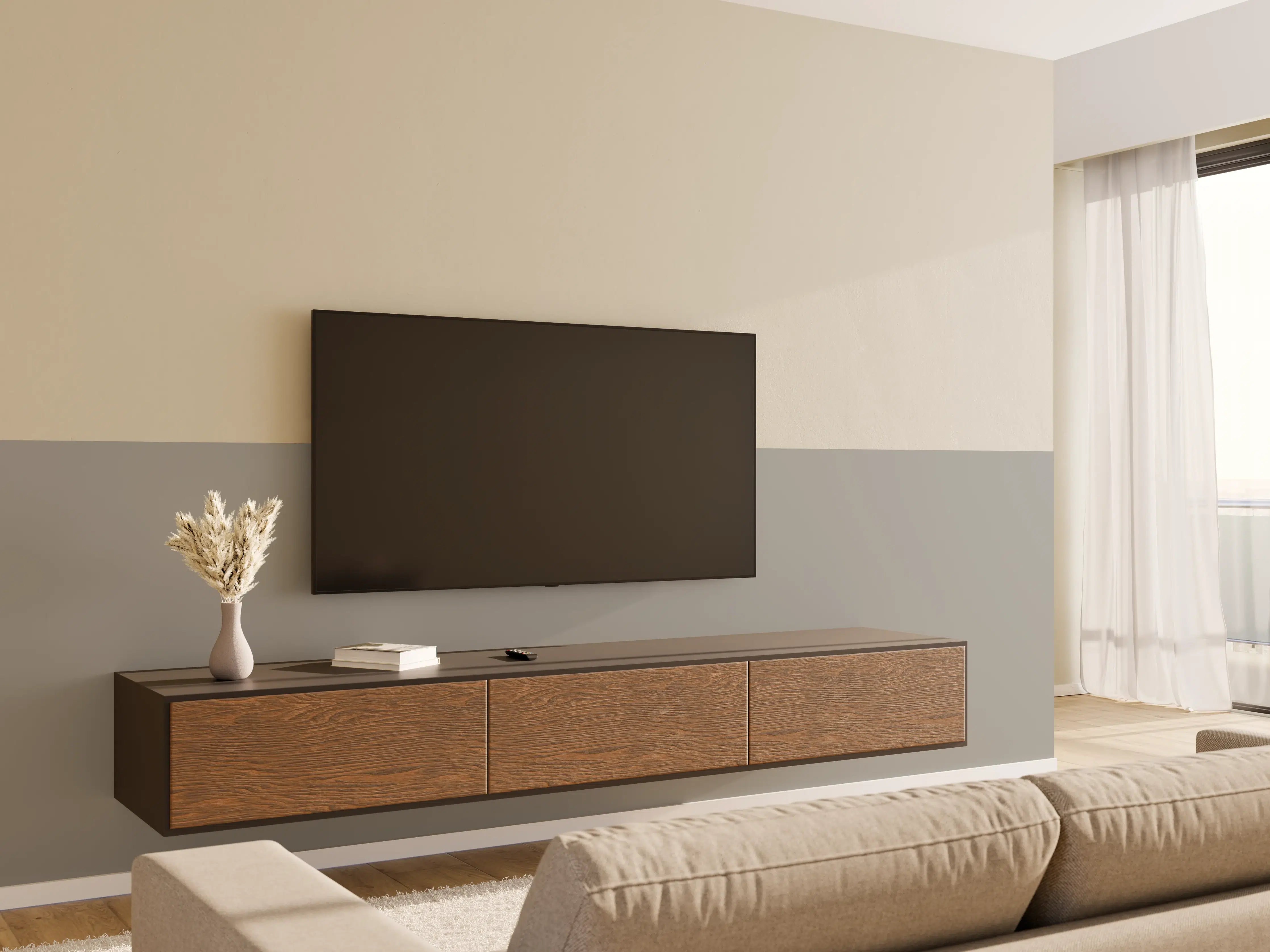 Wandverkleidung Wohnzimmer - RAL 9007 (Graualuminium)