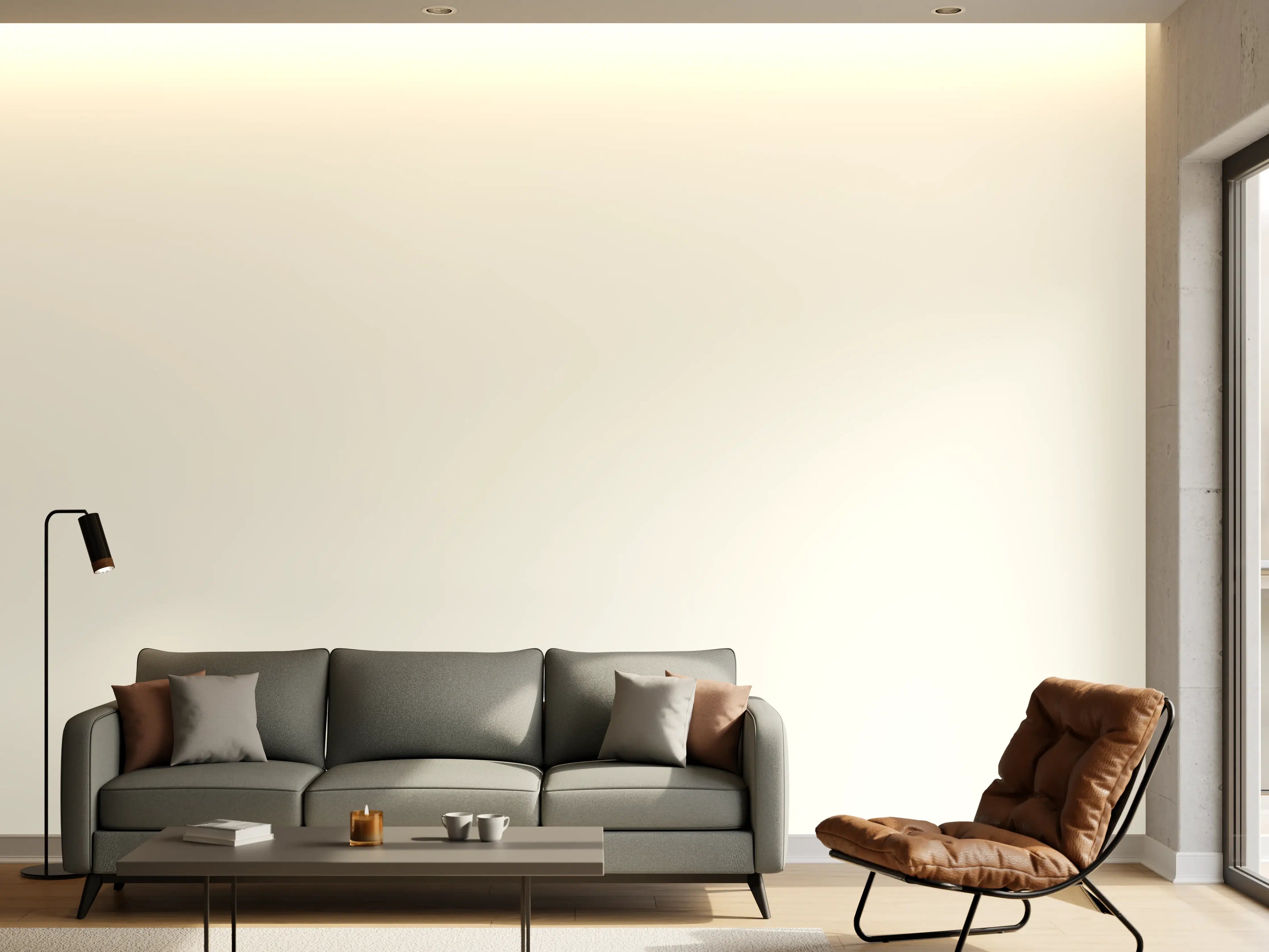 Wandverkleidung Wohnzimmer - RAL 9010 (Reinweiß)