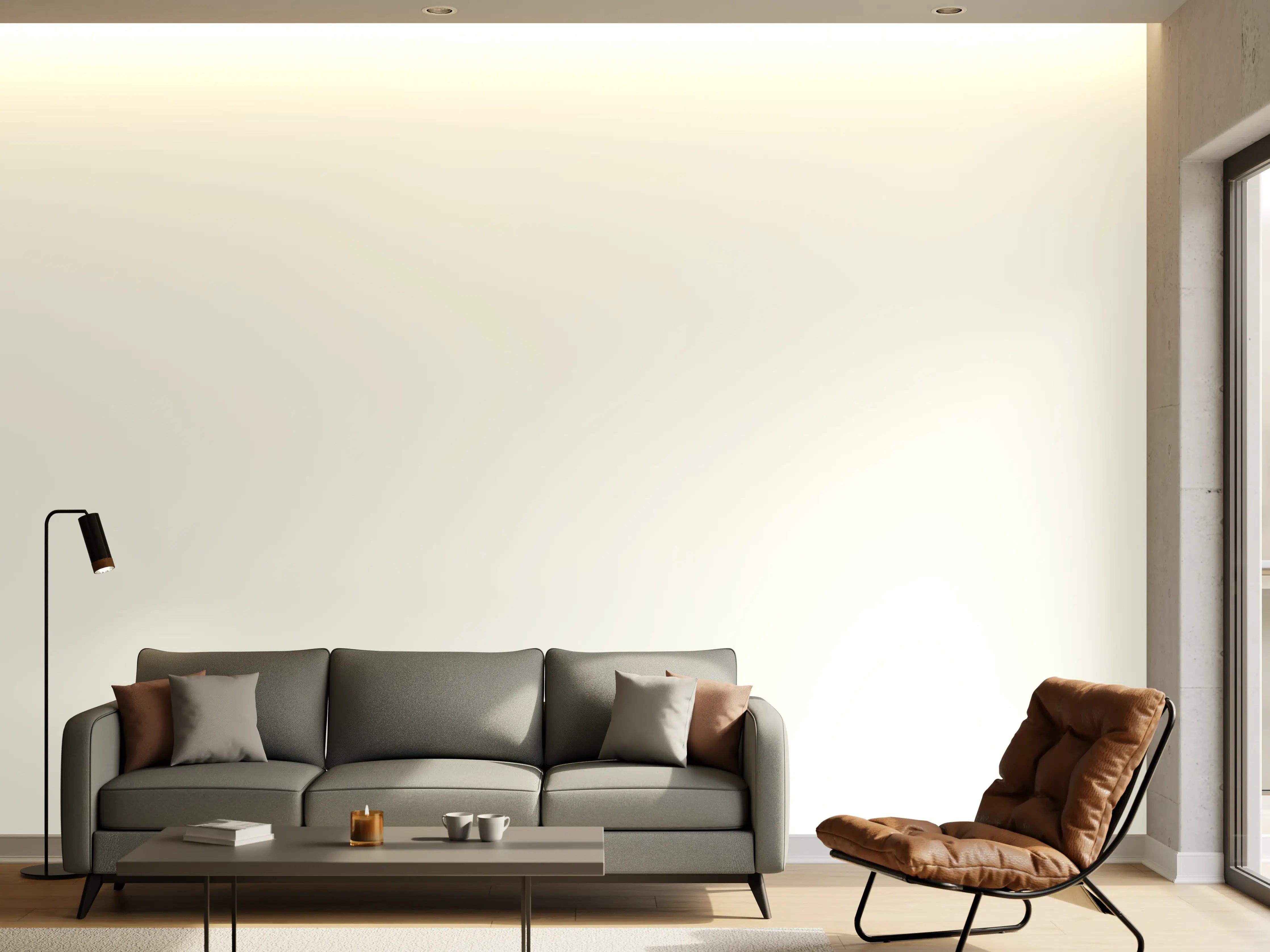 Wandverkleidung Wohnzimmer - RAL 9016 (Verkehrsweiß)